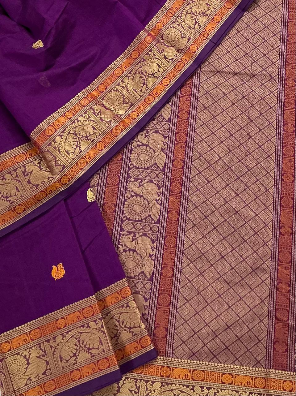Handwoven Kanchi cotton : Vadamalli purple