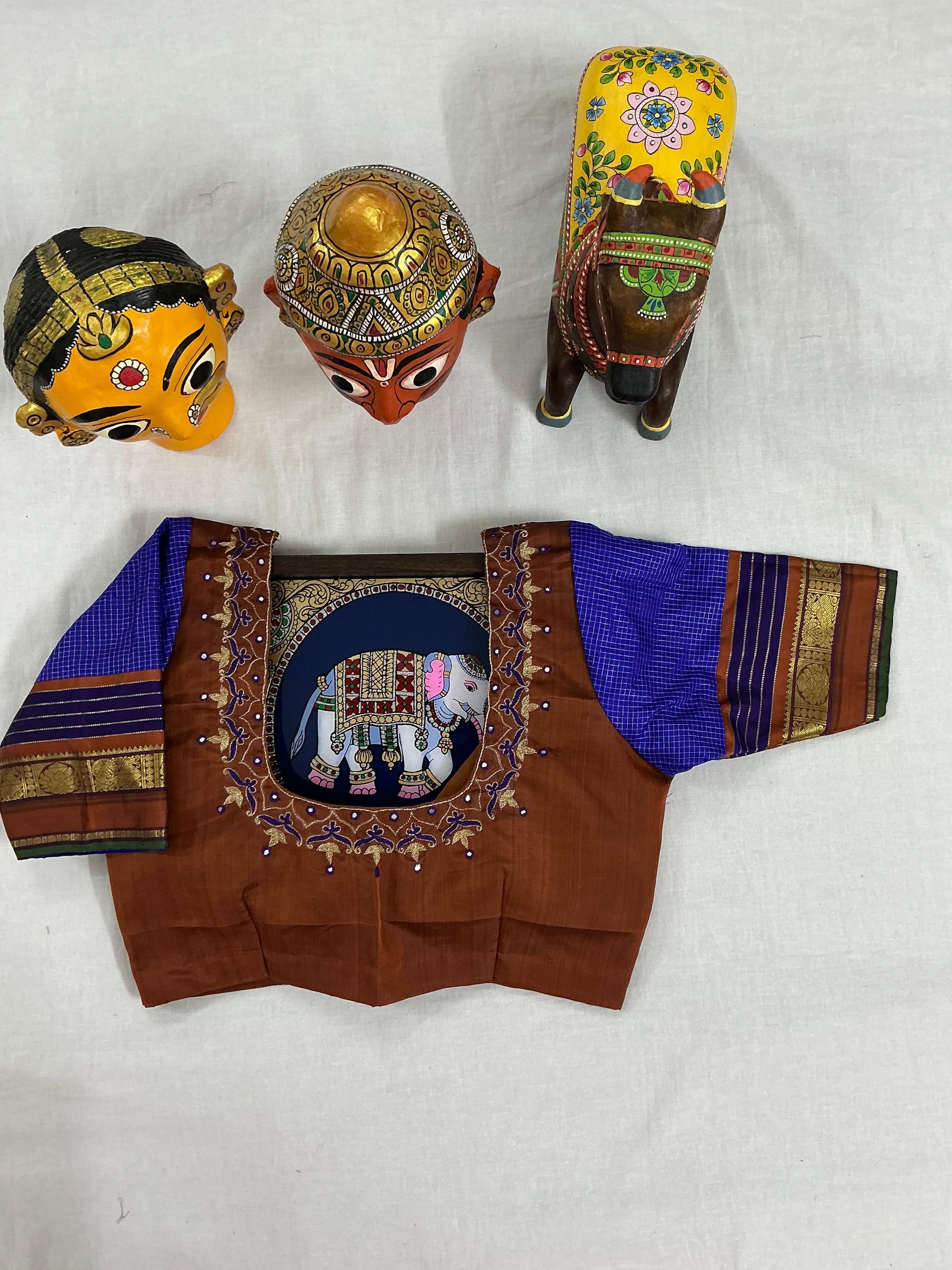 Handcrafted Ready to Wear Blouse : Kanjivaram Silk (Brown)