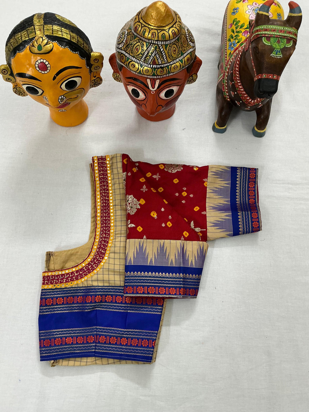 Handcrafted Ready to Wear Blouse : Kanjivaram Silk with Bandhej Benaras
