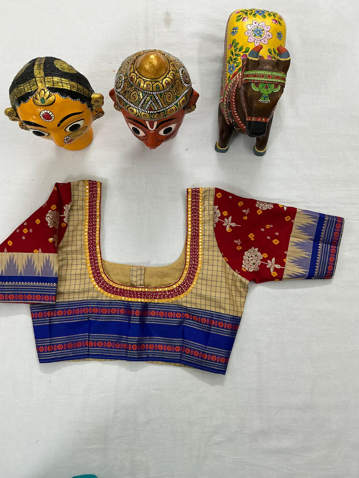 Handcrafted Ready to Wear Blouse : Kanjivaram Silk with Bandhej Benaras