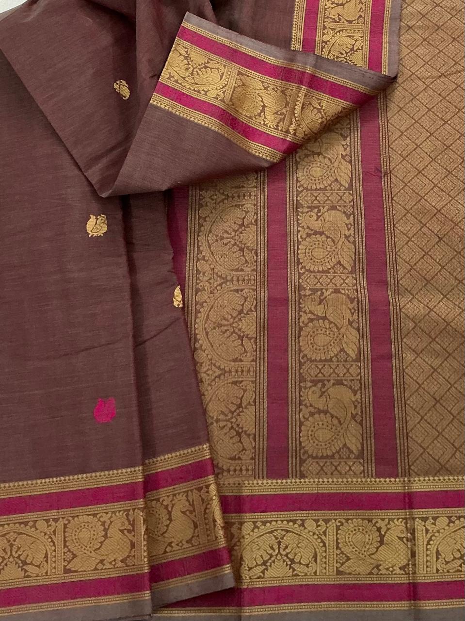 Handwoven Kanchi cotton : Caramel Brown