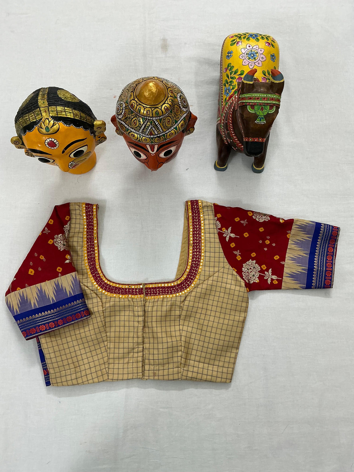 Handcrafted Ready to Wear Blouse : Kanjivaram Silk with Bandhej Benaras