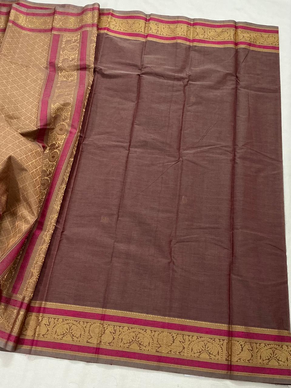 Handwoven Kanchi cotton : Caramel Brown
