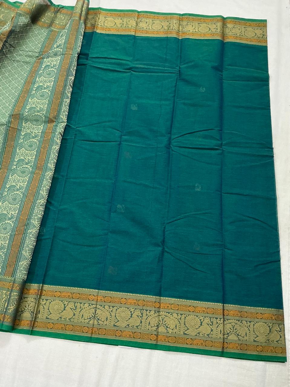 Handwoven Kanchi cotton : Meenakshi Green