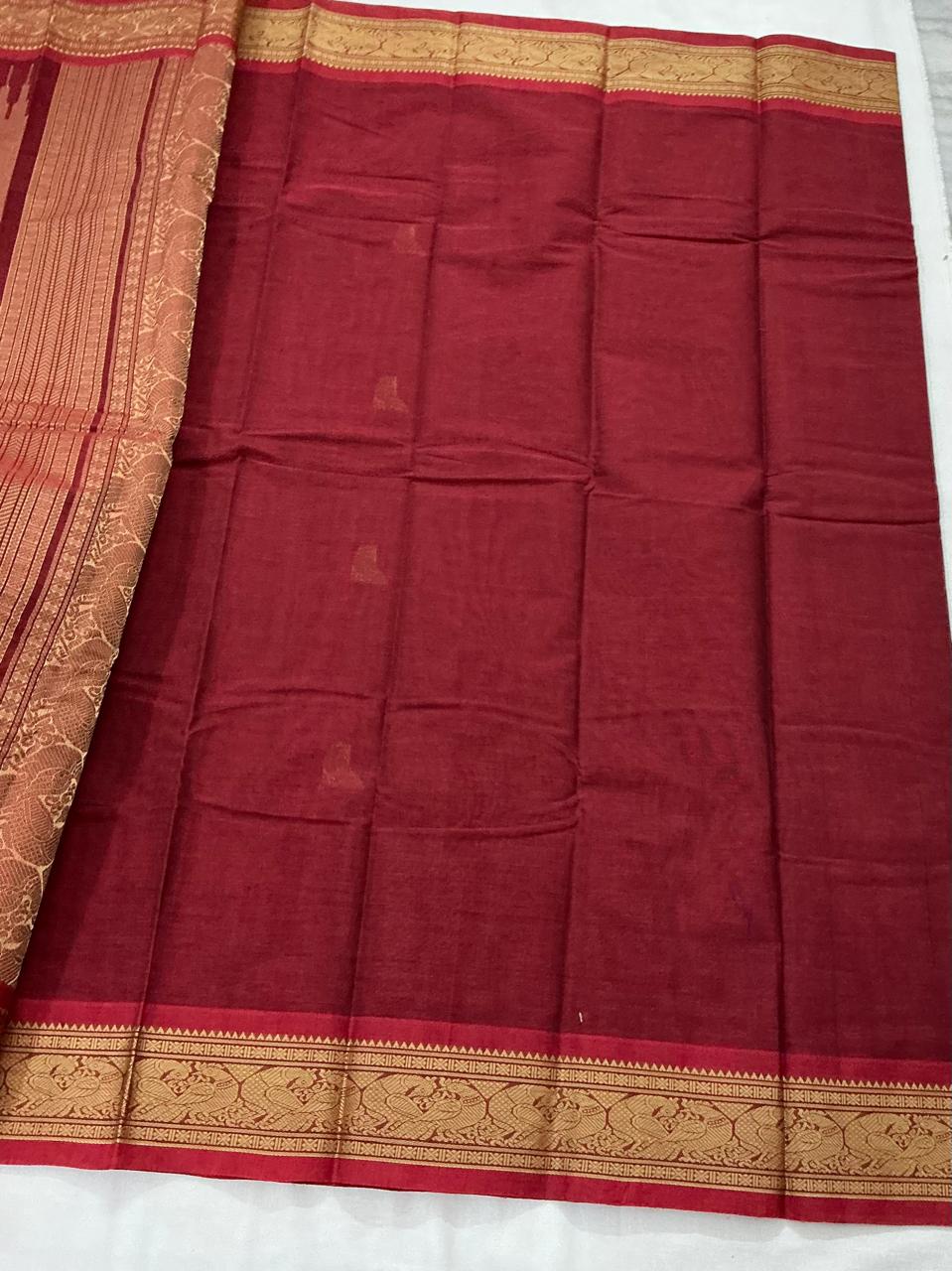 Handwoven Kanchi cotton : Terracotta Red