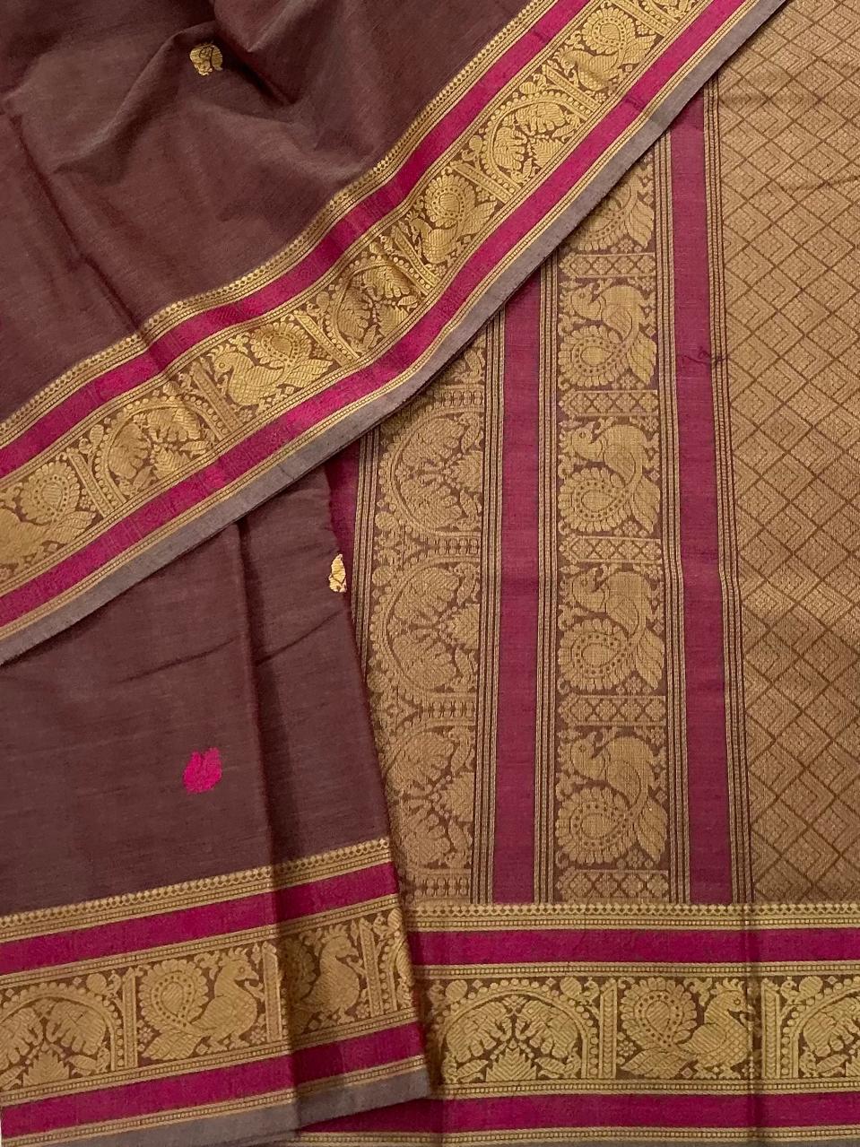 Handwoven Kanchi cotton : Caramel Brown