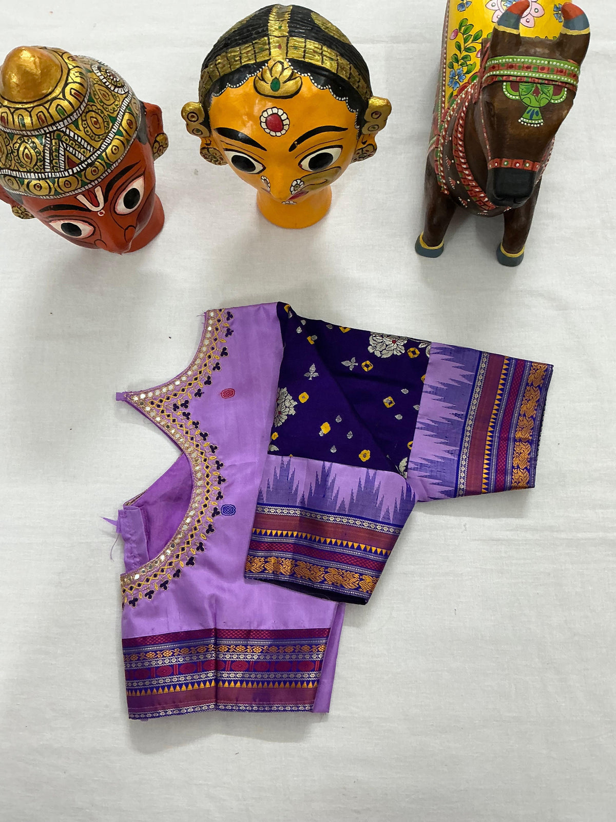 Handcrafted Ready to Wear Blouse : Kanjivaram Silk (December Poo)