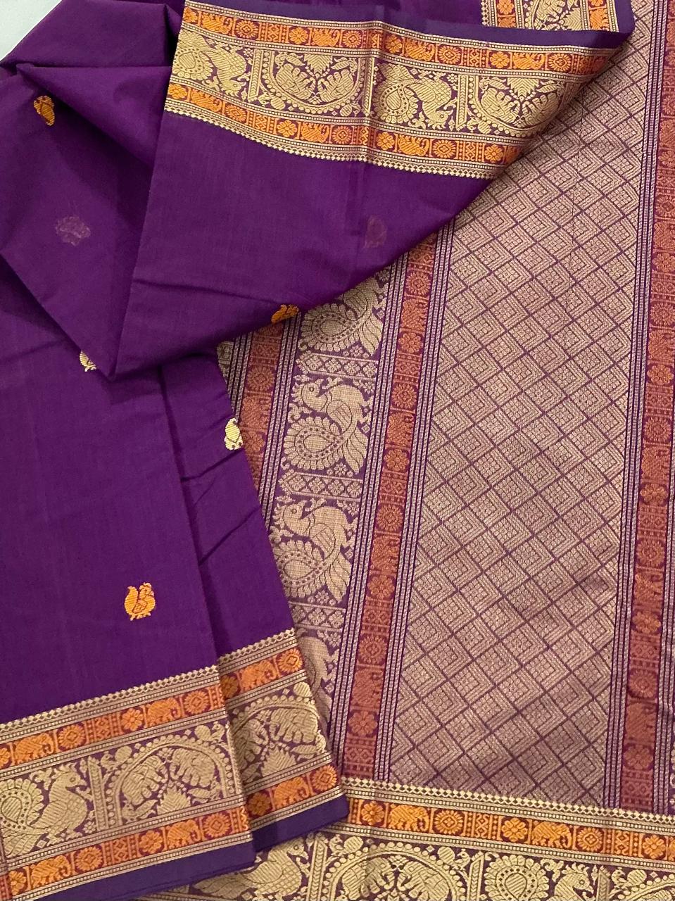 Handwoven Kanchi cotton : Vadamalli purple