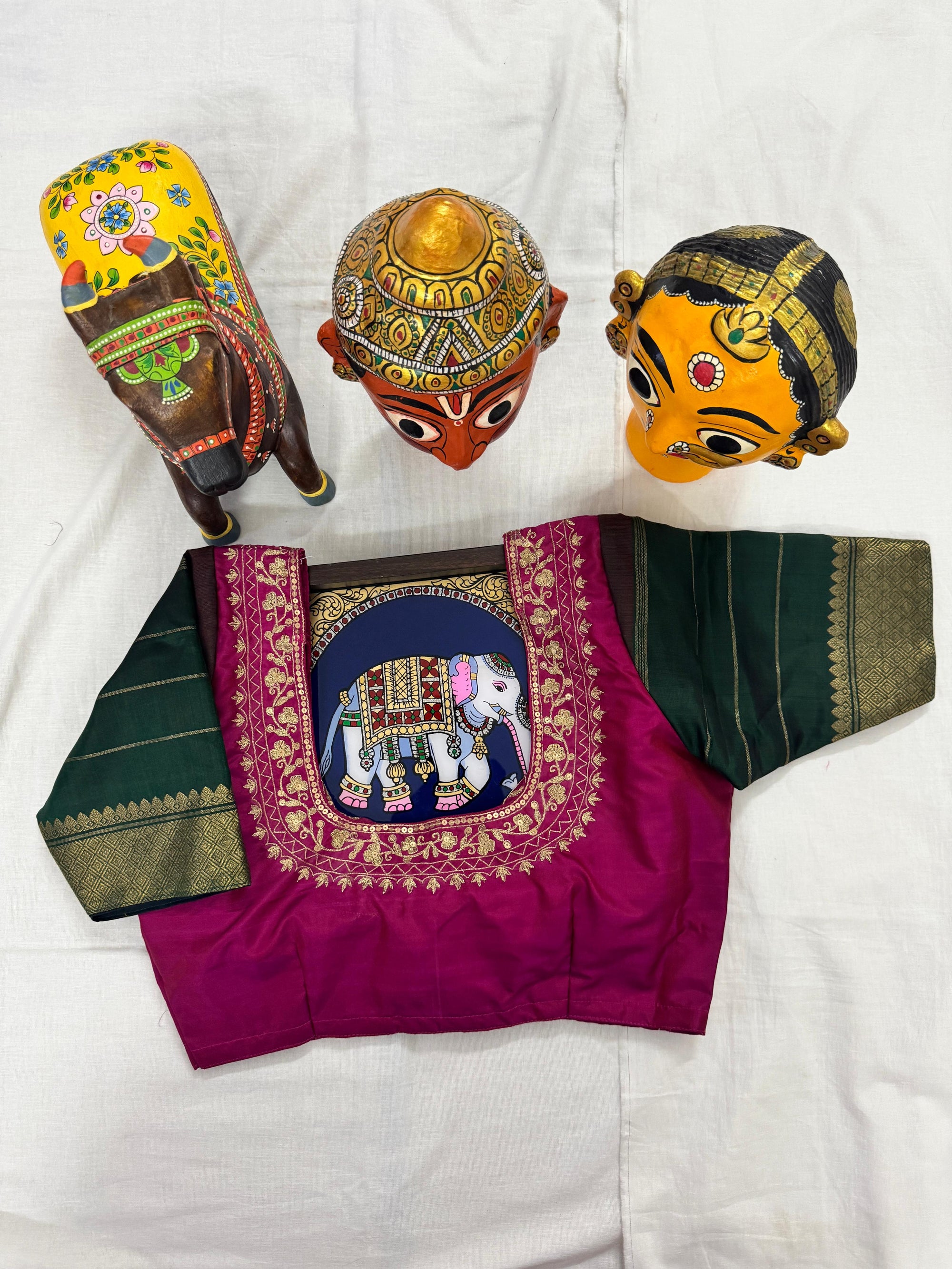 Handcrafted Ready to Wear Blouse : Kanjivaram Silk with Beaten Gold