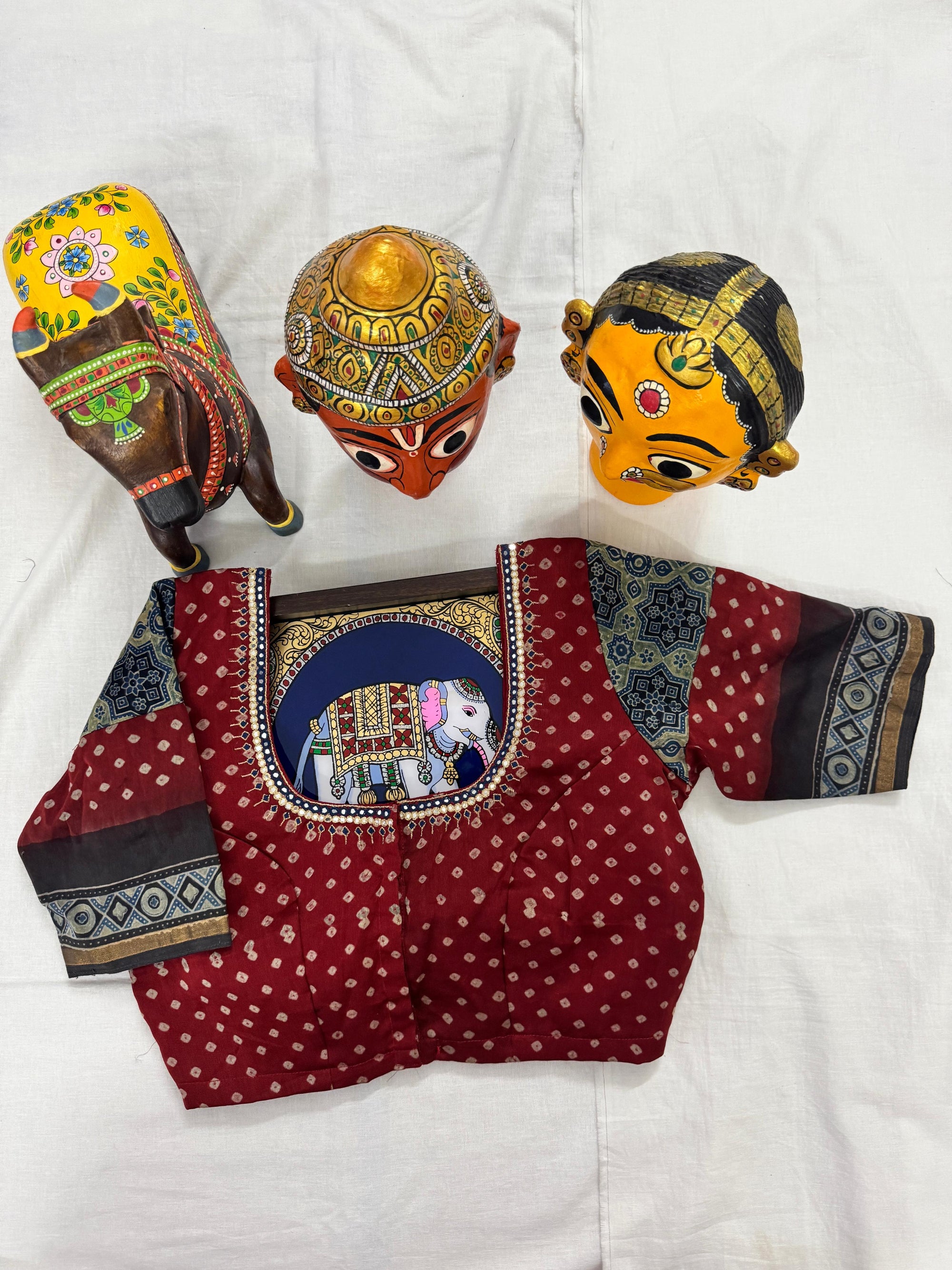Handcrafted Ready to Wear Blouse : Bandhej &amp; Ajrakh