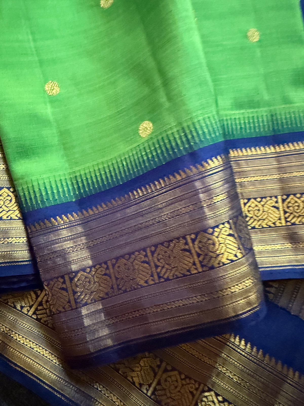 MYTHILI: Alli Green + Navy blue