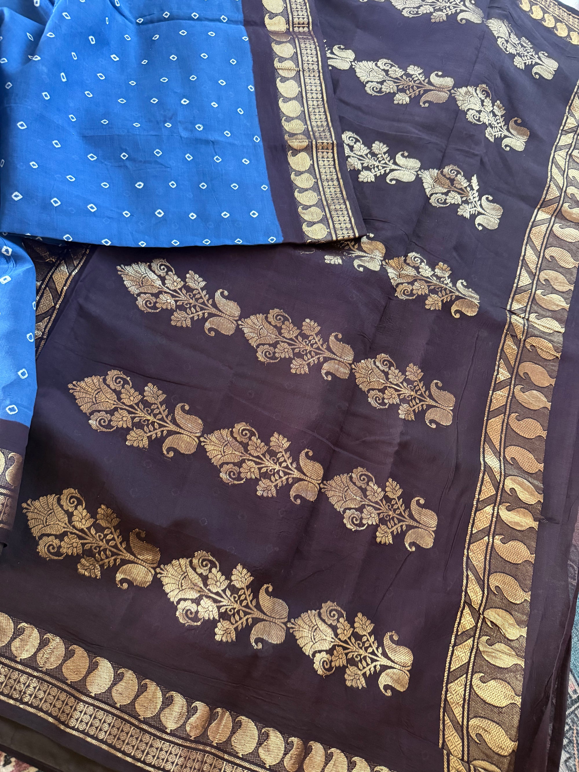 Handknotted Sungudi - London Pet (Cobalt blue)