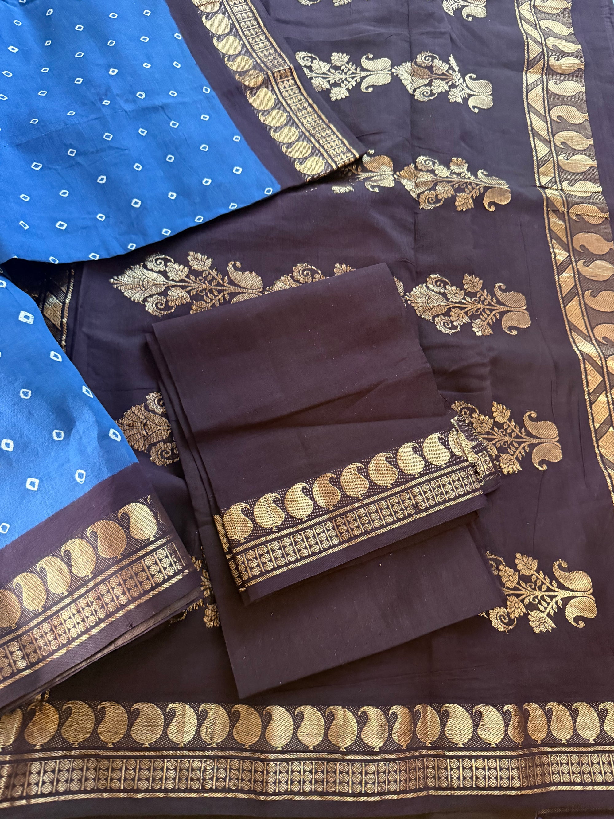 Handknotted Sungudi - London Pet (Cobalt blue)