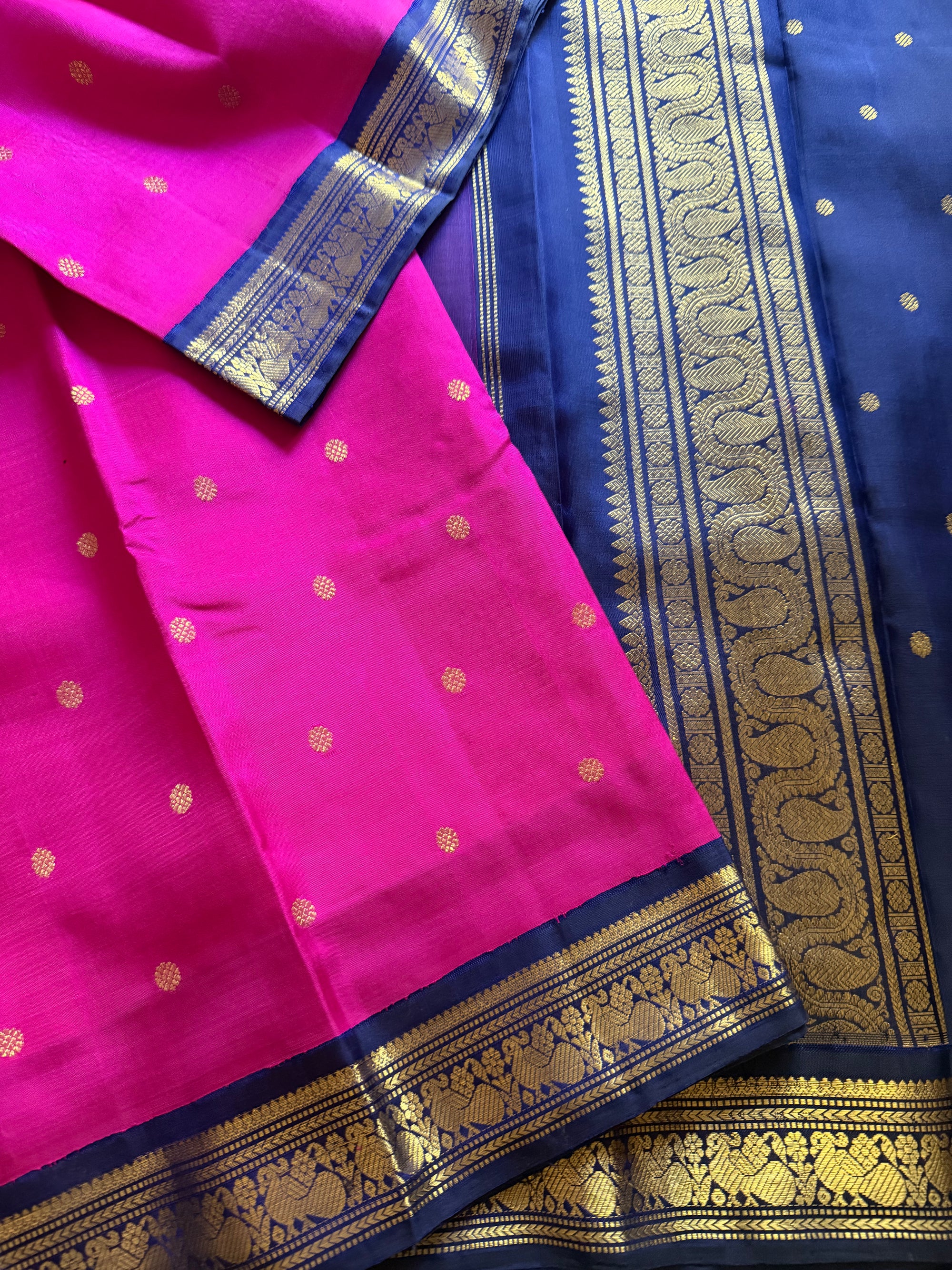 MAATHEY: Small border Kanjivaram Silk (Pattu roja pink)