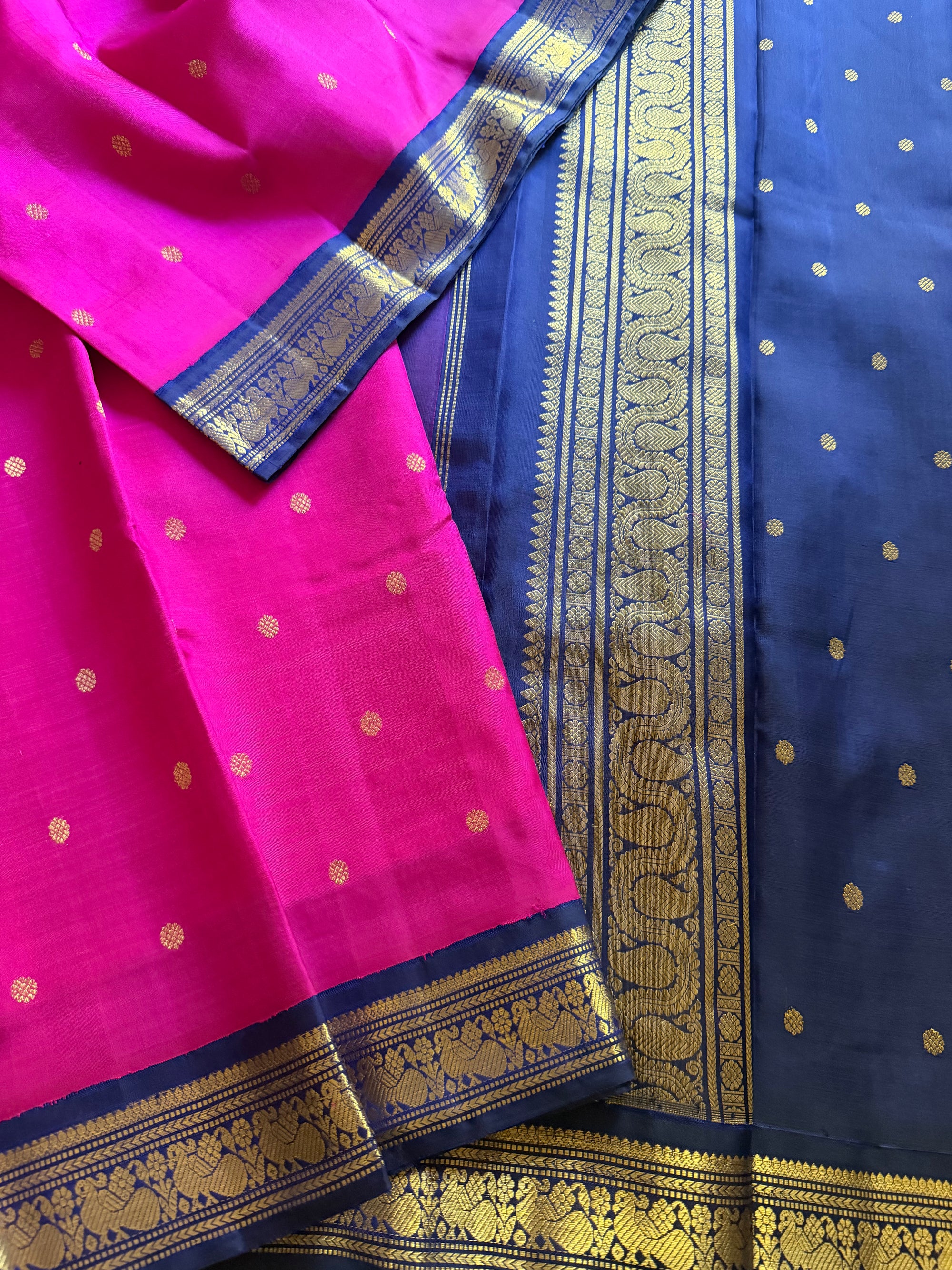 MAATHEY: Small border Kanjivaram Silk (Pattu roja pink)