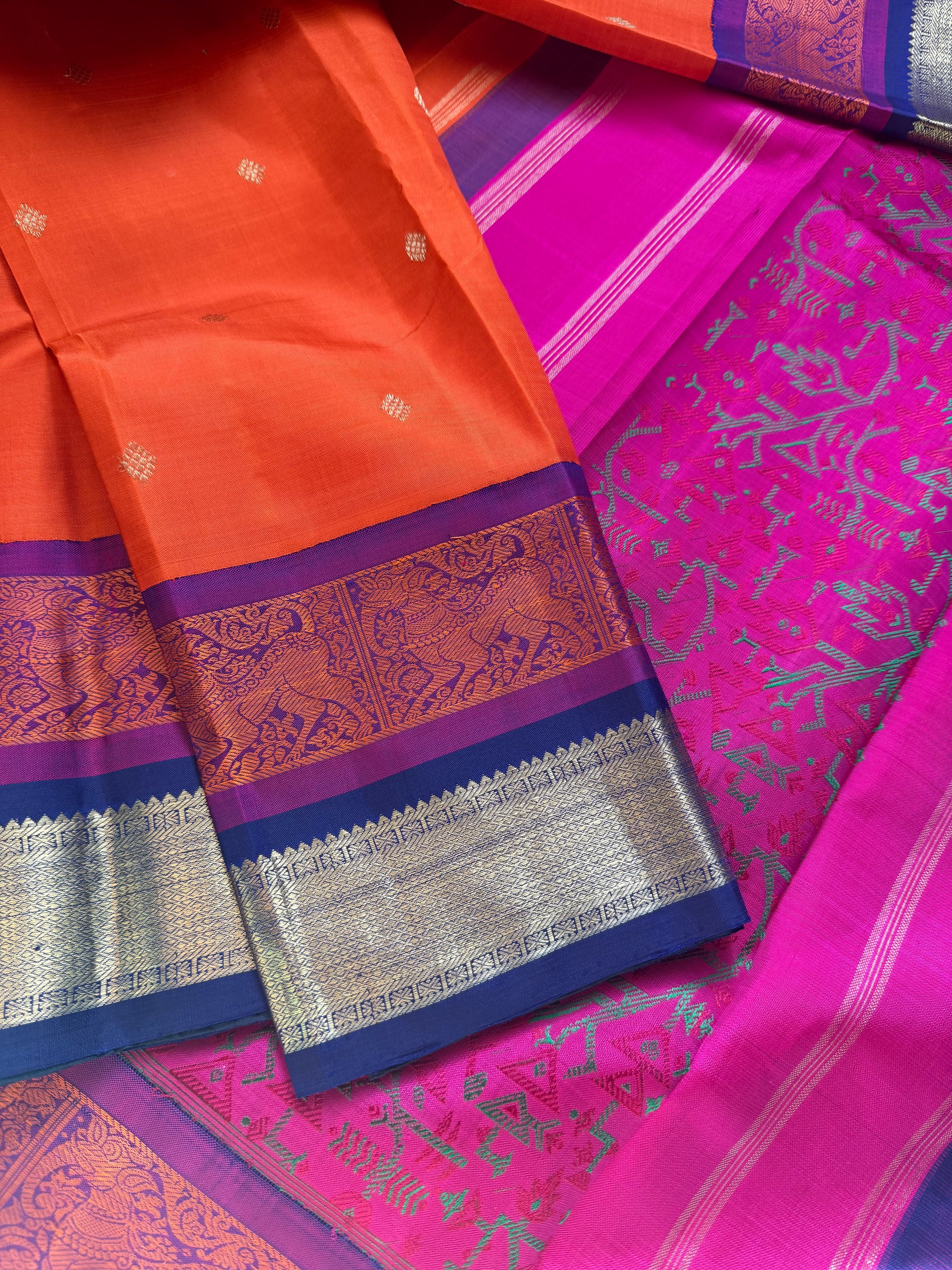 MYTHILI:  KORVAI KANJIVARAM WITH DOUBLE BORDER/PALLU