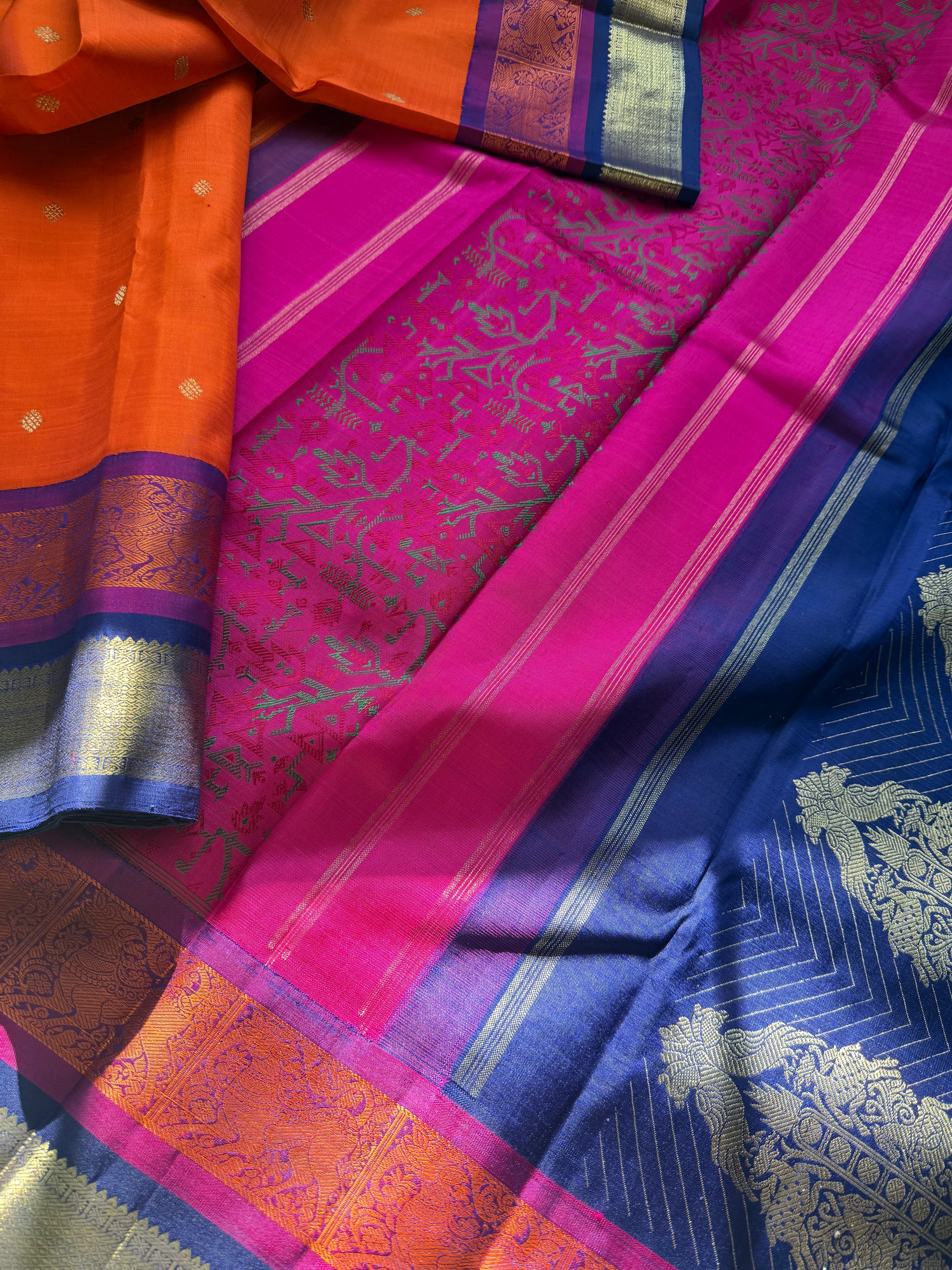 MYTHILI:  KORVAI KANJIVARAM WITH DOUBLE BORDER/PALLU