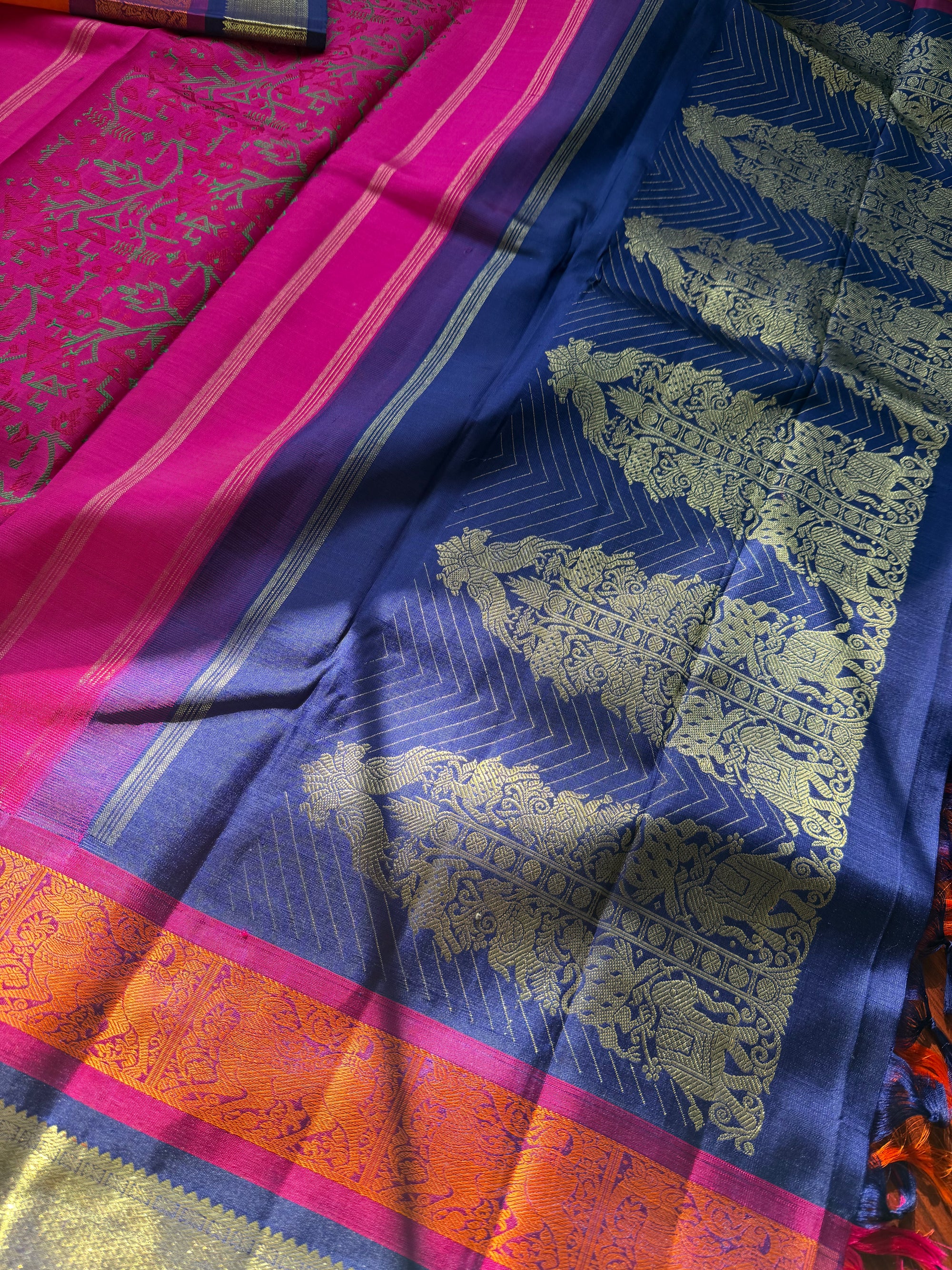 MYTHILI:  KORVAI KANJIVARAM WITH DOUBLE BORDER/PALLU