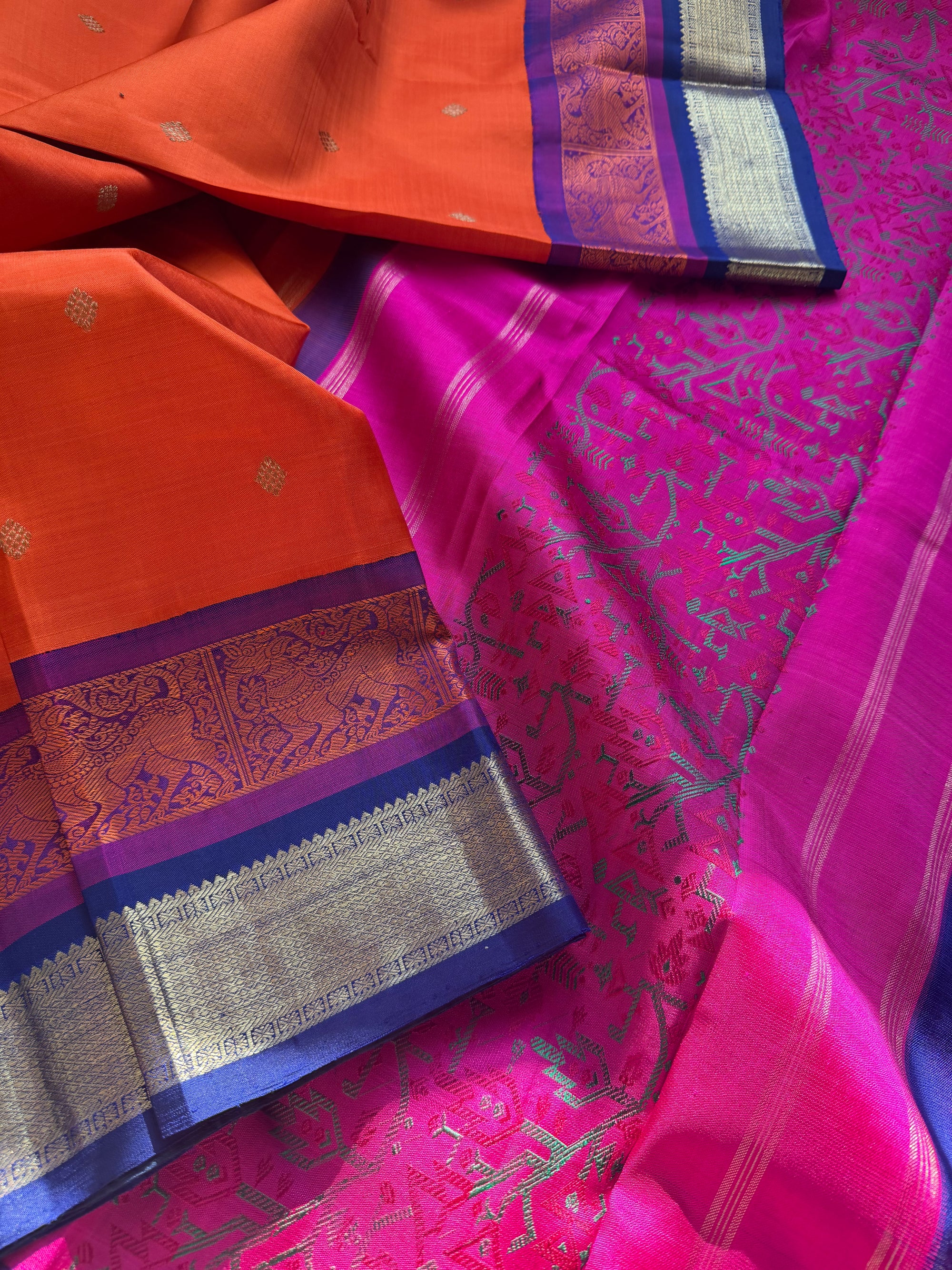 MYTHILI:  KORVAI KANJIVARAM WITH DOUBLE BORDER/PALLU