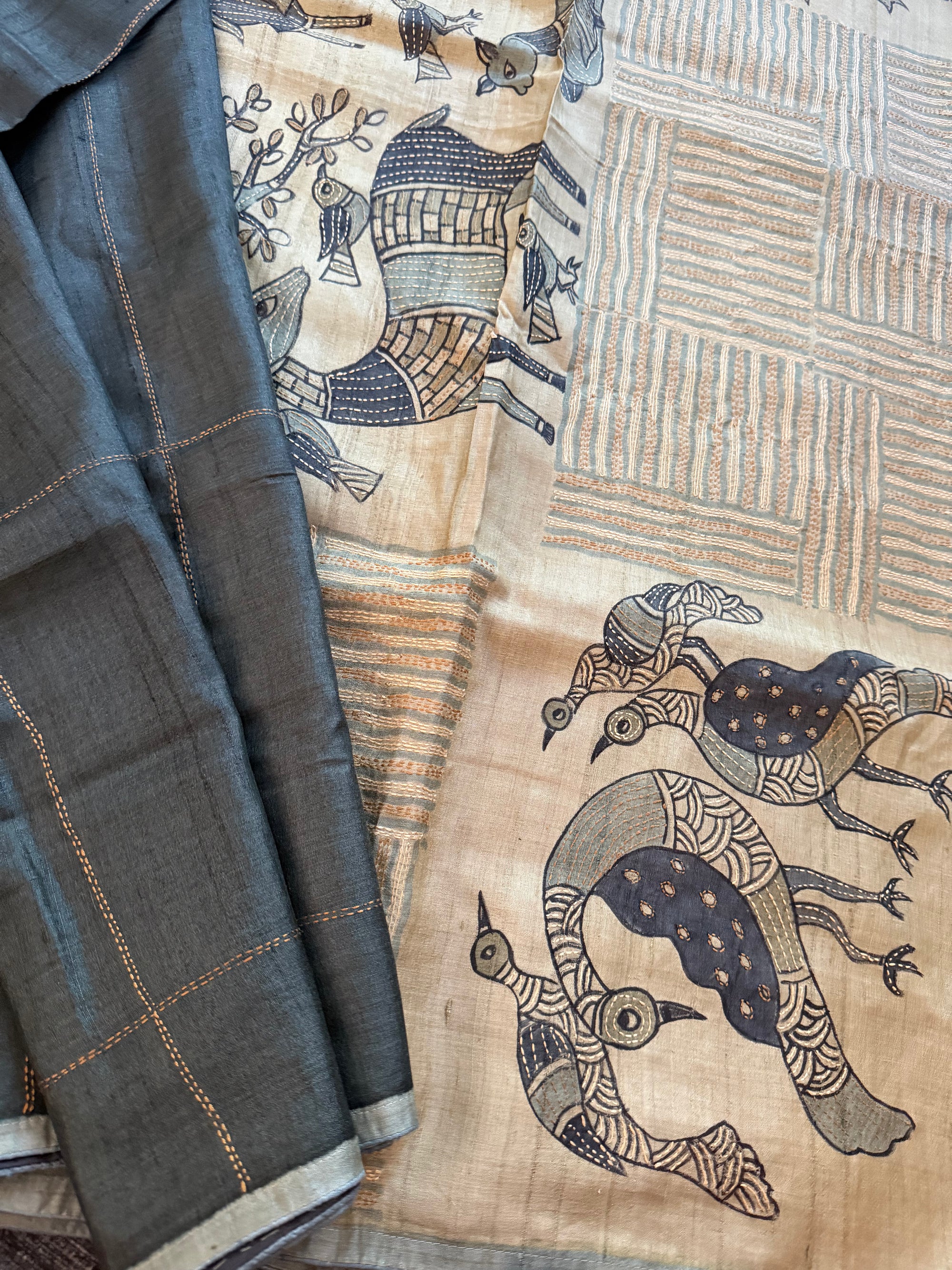 Kamaniya Kantha : Handcrafted Tussar