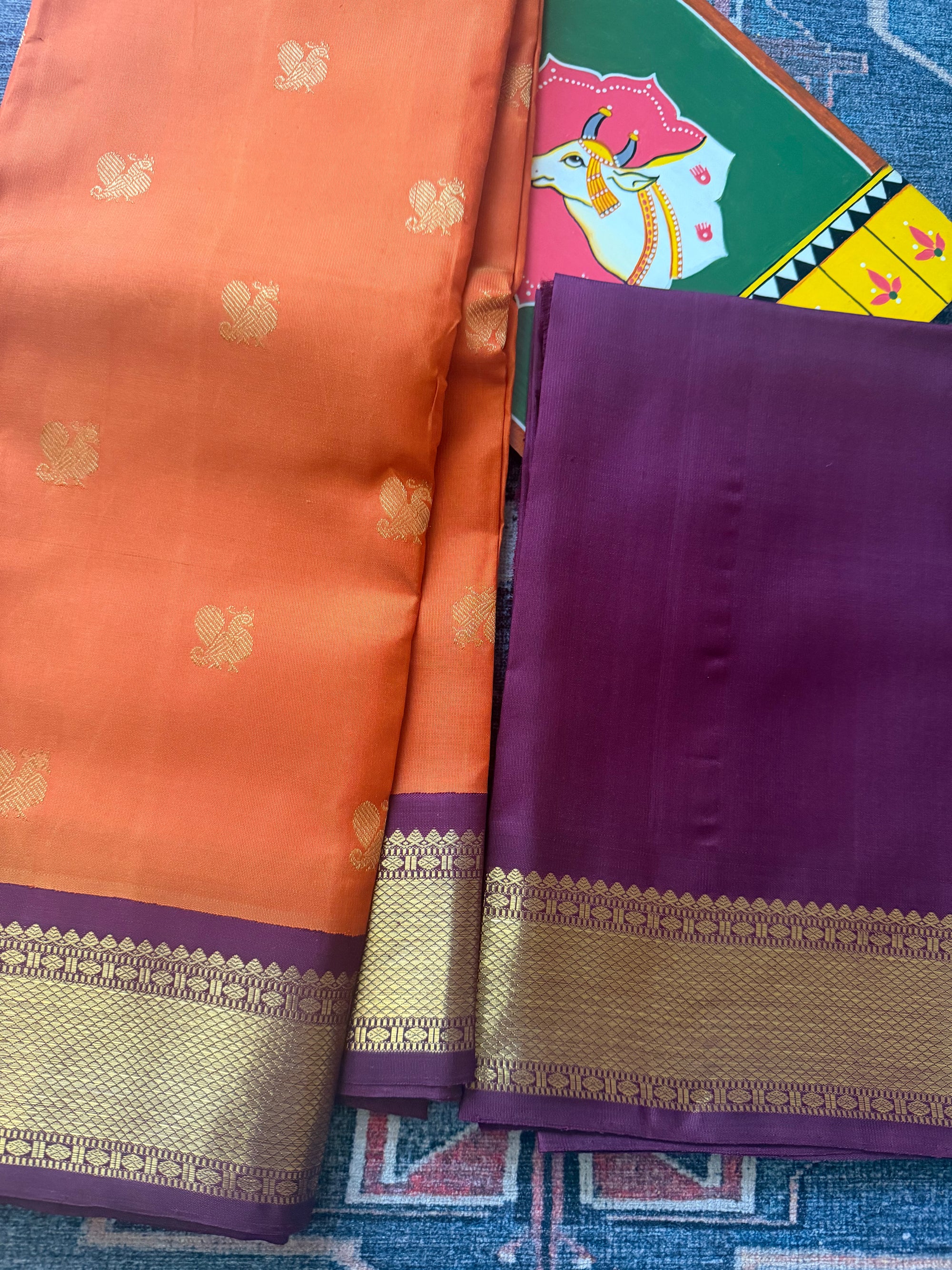 SAREES THAT I CAN'T PART WITH : Korvai Kanjivaram Silk (Rust Orange + V Paaku Brown)