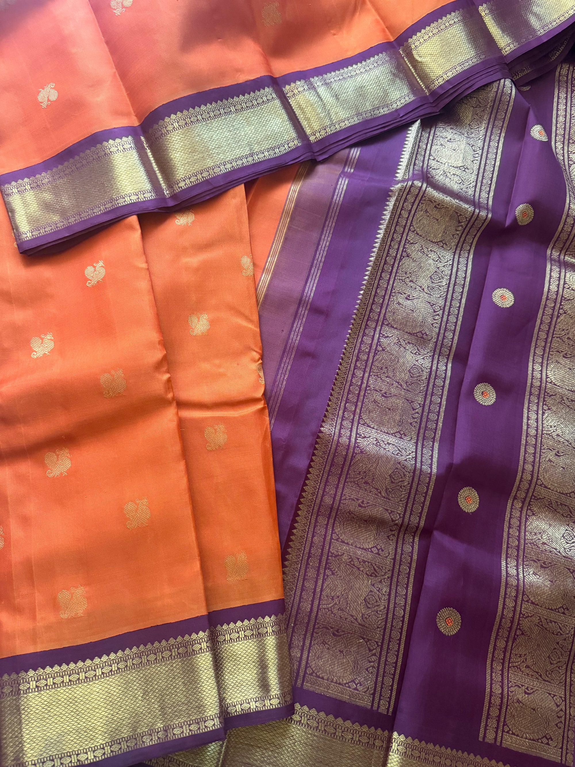 SAREES THAT I CAN'T PART WITH : Korvai Kanjivaram Silk (Rust Orange + V Paaku Brown)