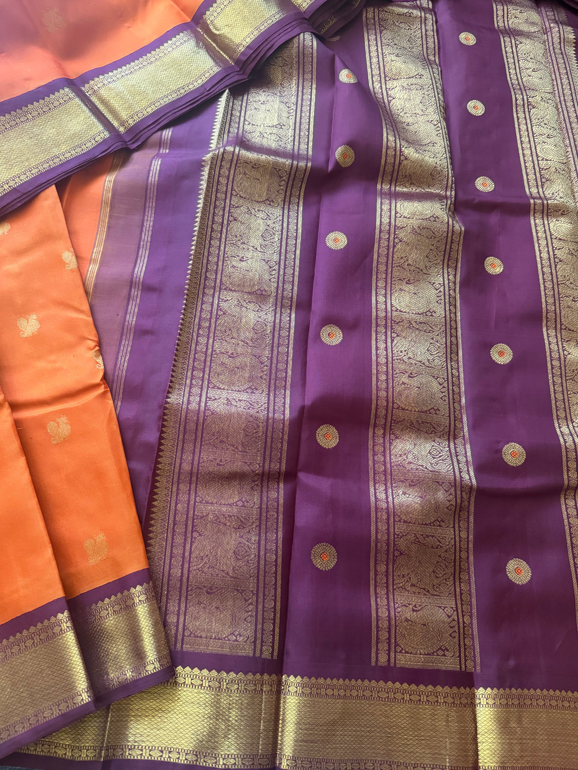 SAREES THAT I CAN'T PART WITH : Korvai Kanjivaram Silk (Rust Orange + V Paaku Brown)