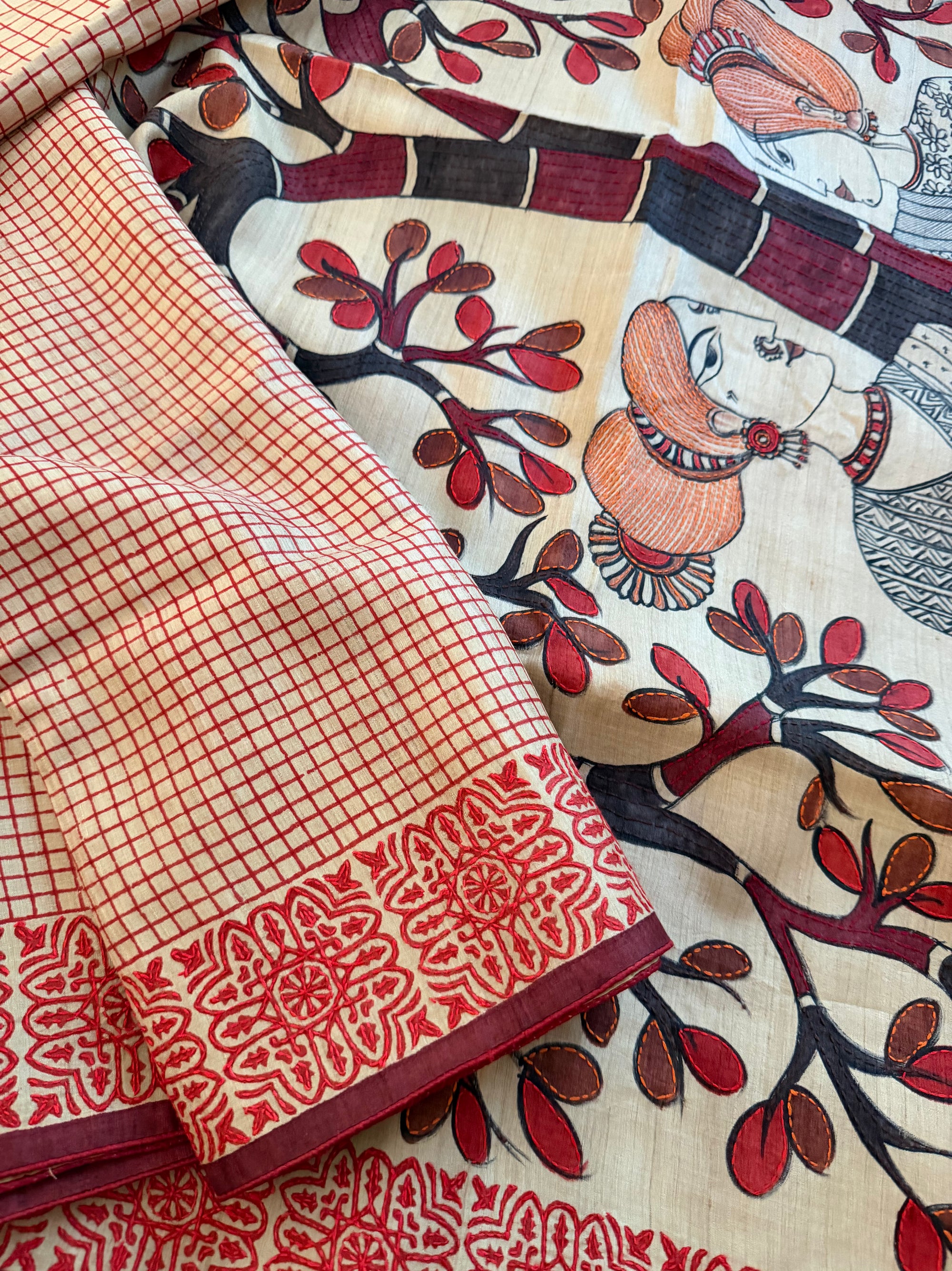 Kamaniya Kantha : Handcrafted Tussar