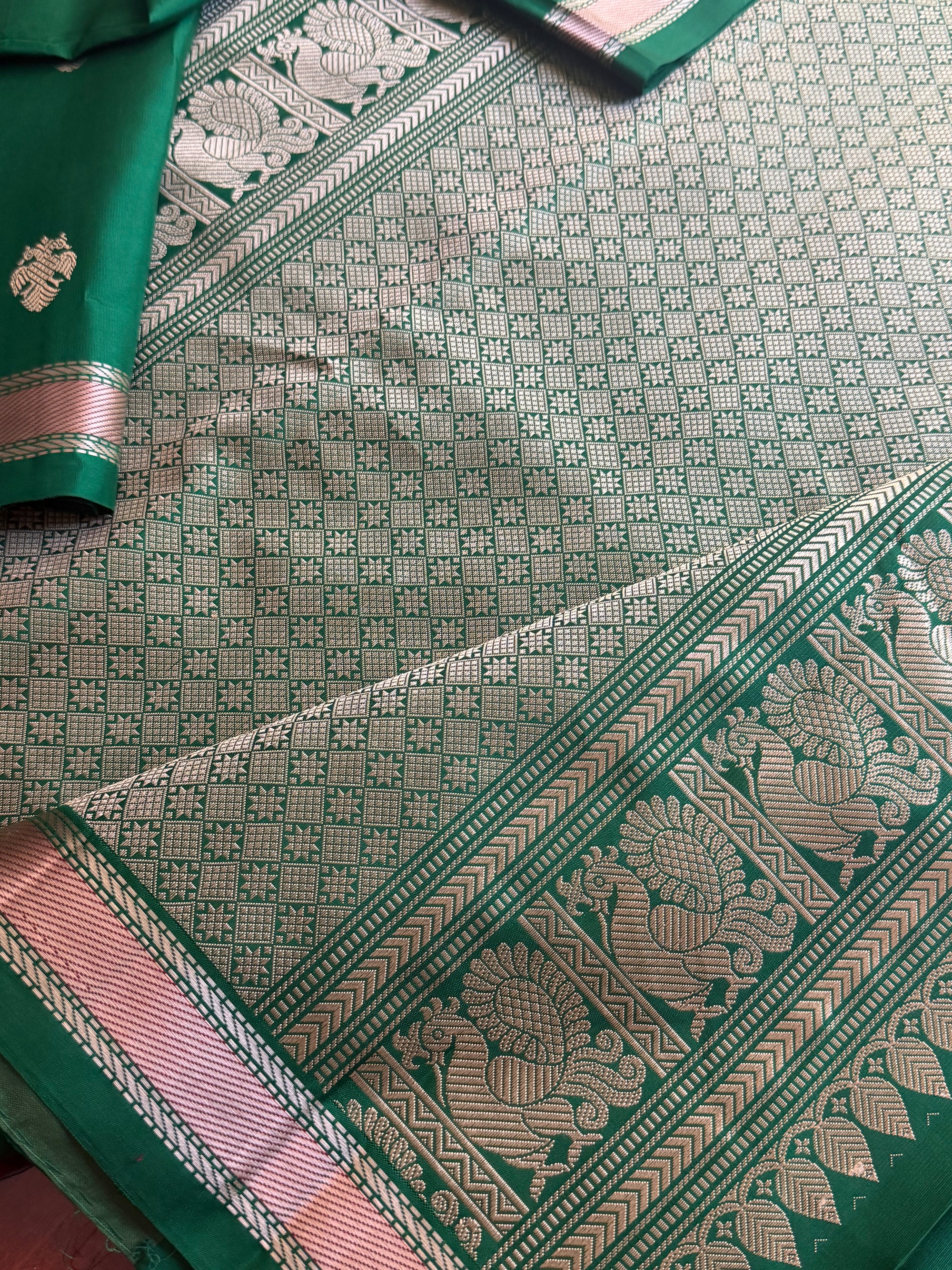 No Zari Korvai Kanjivaram Silk (Green)