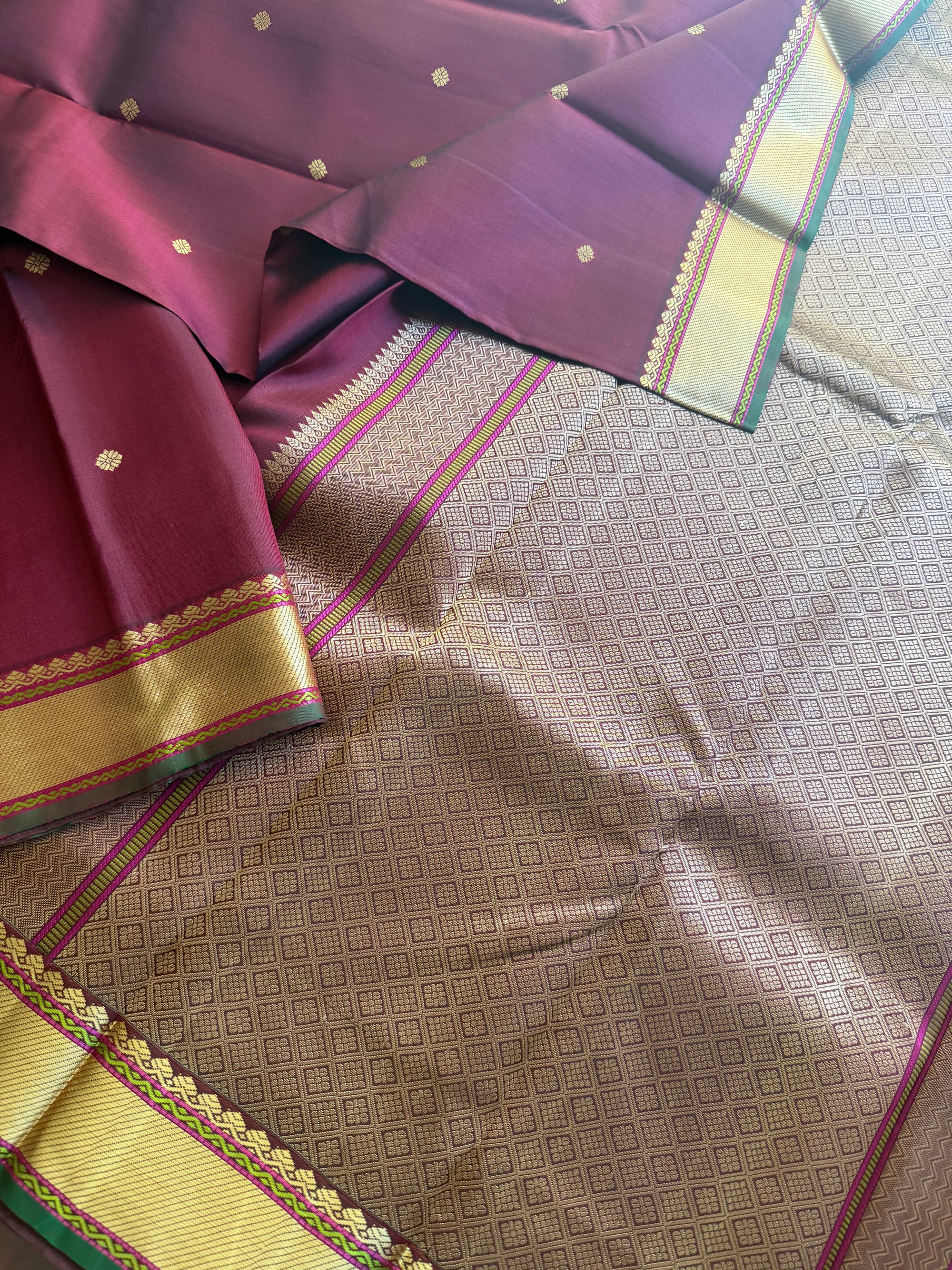 No Zari Korvai Kanjivaram Silk (Deep Maroon)