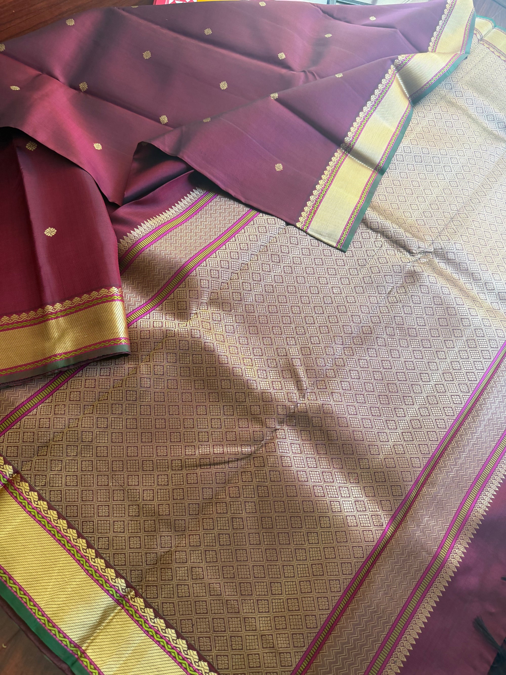 No Zari Korvai Kanjivaram Silk (Deep Maroon)