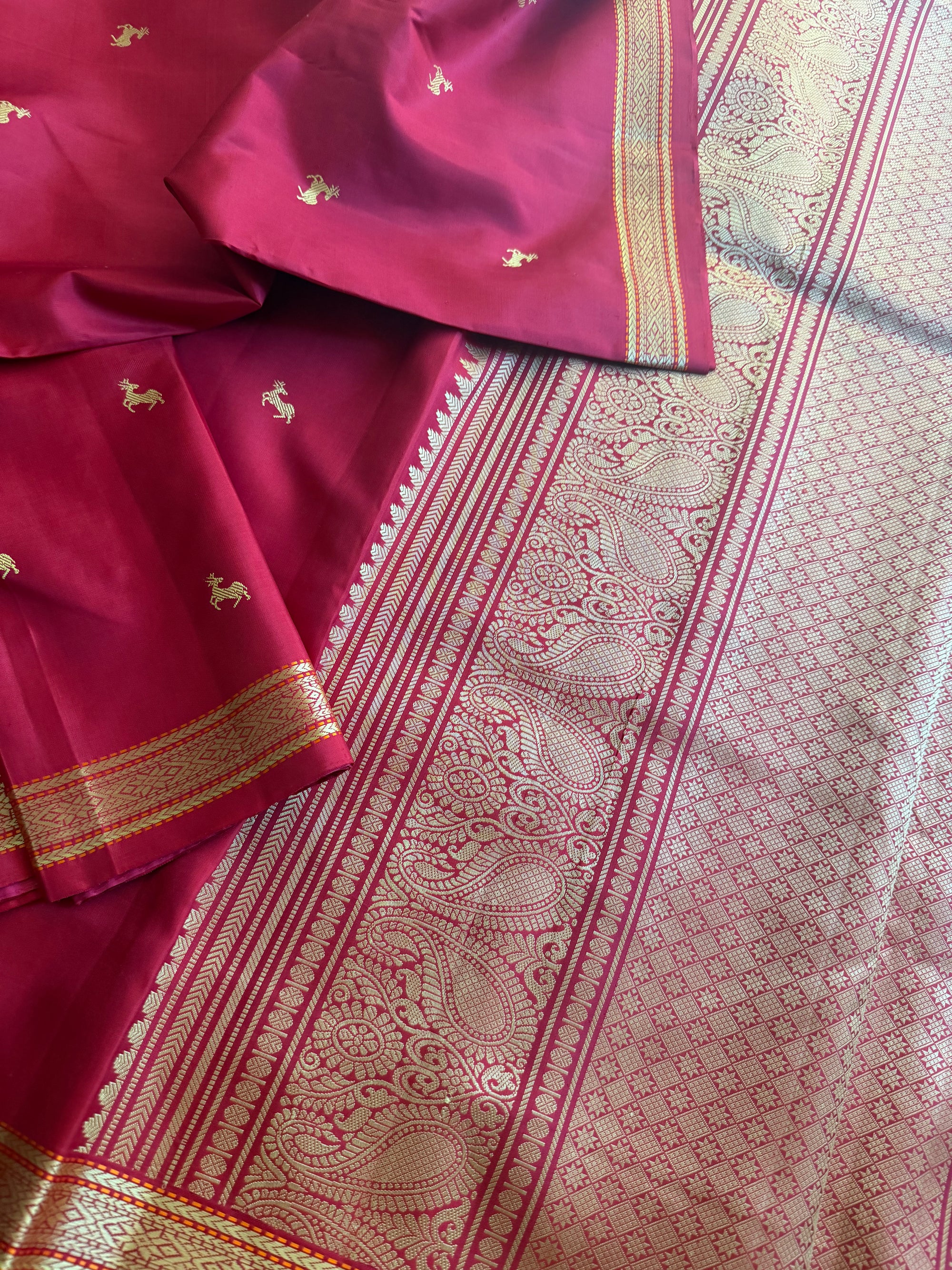 No Zari Korvai Kanjivaram Silk (Vermillion)