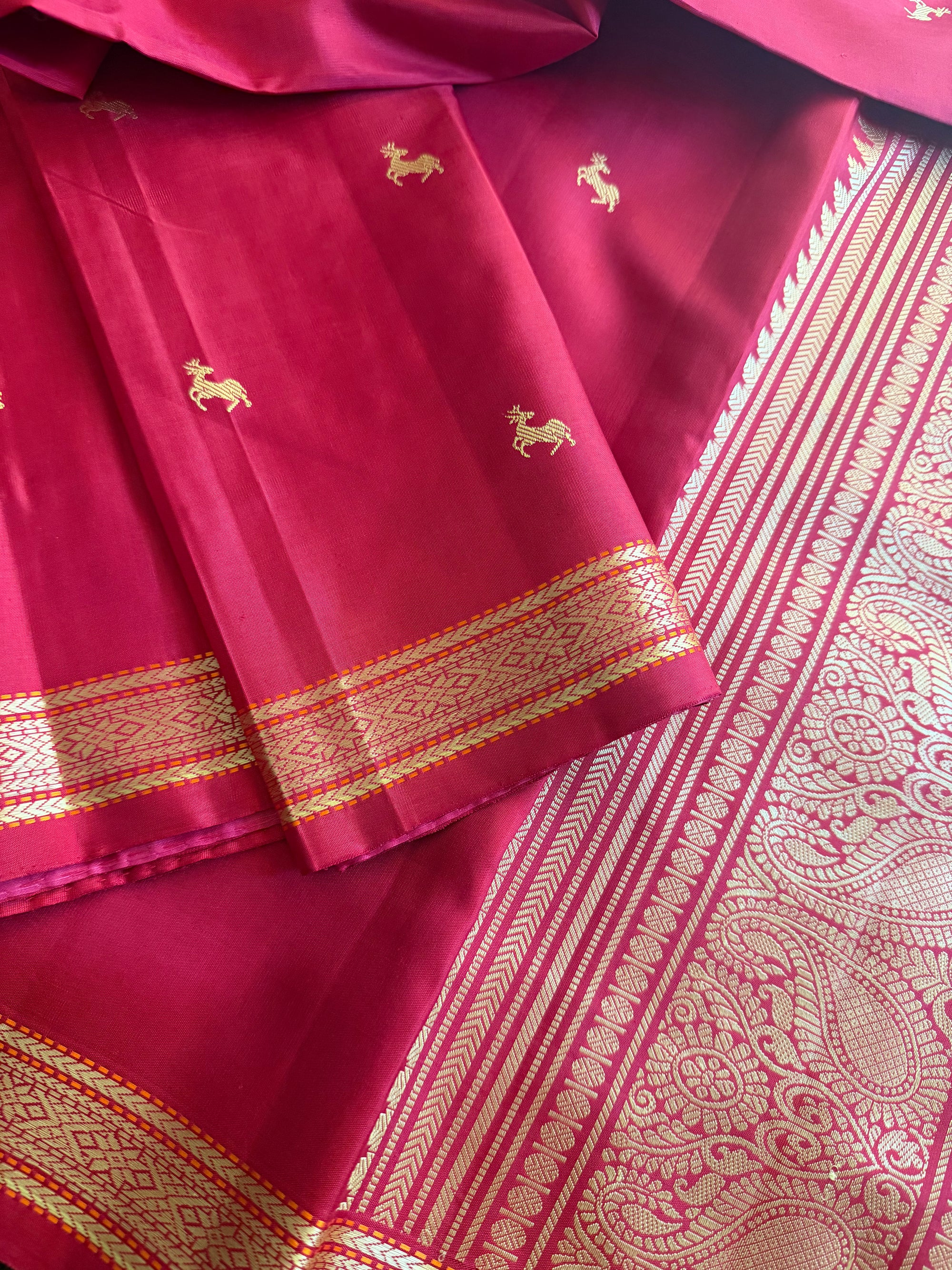 No Zari Korvai Kanjivaram Silk (Vermillion)