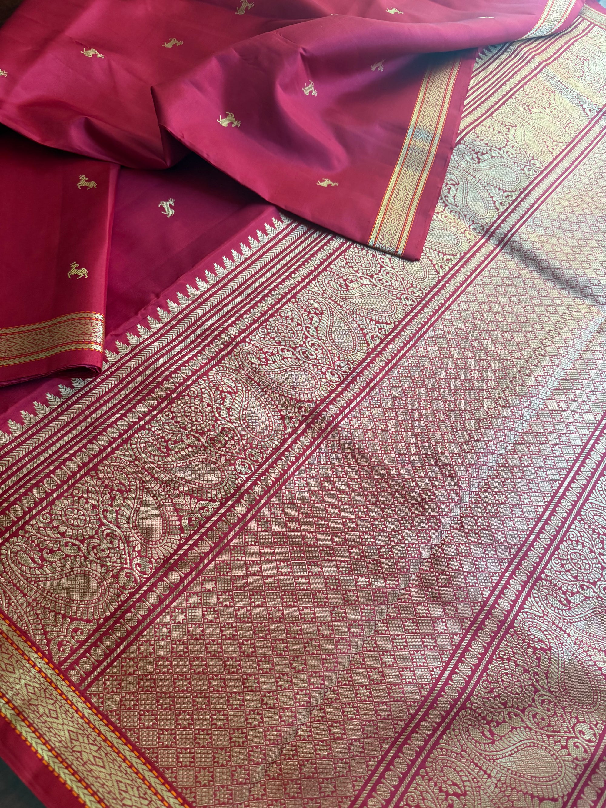 No Zari Korvai Kanjivaram Silk (Vermillion)