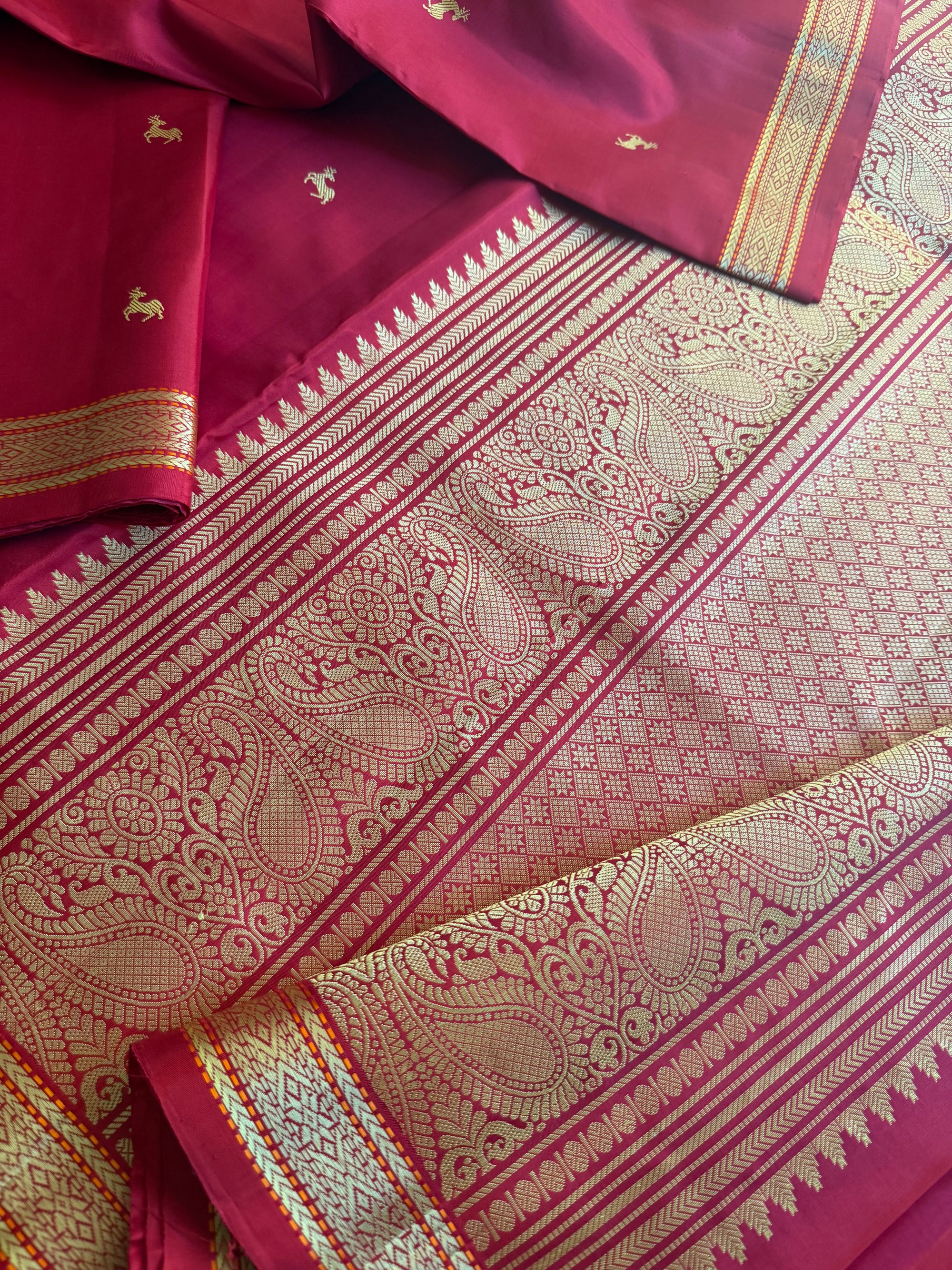 No Zari Korvai Kanjivaram Silk (Vermillion)