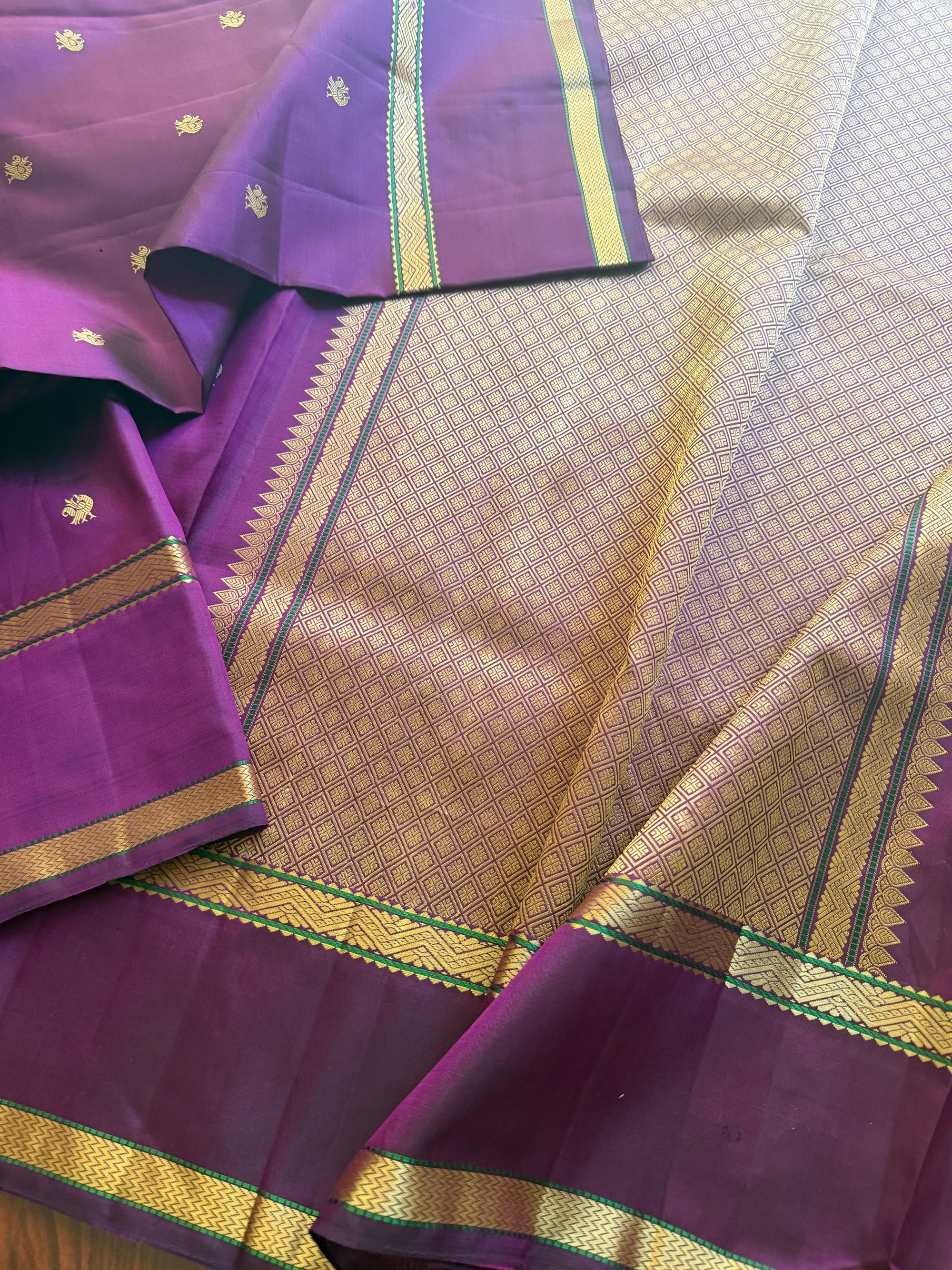 No Zari Korvai Kanjivaram Silk (Brinjal Purple)