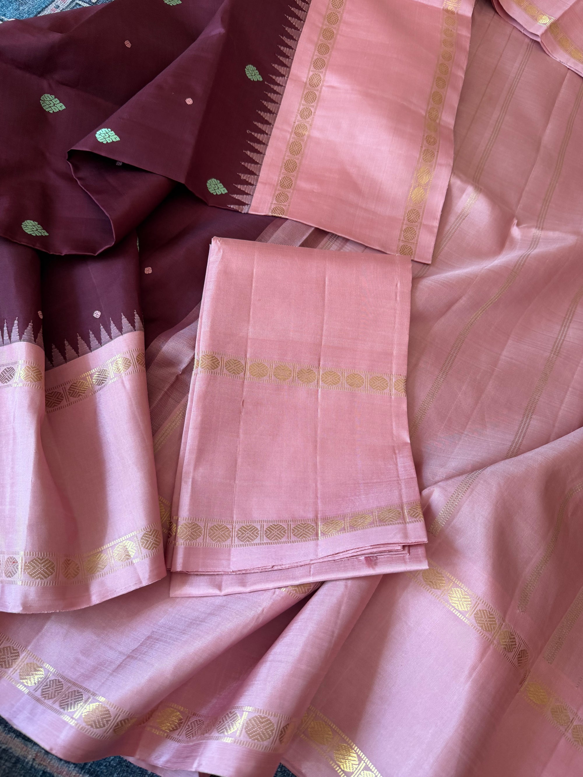 MAATHEY: SILKEN MOTIFS (Kanchana Brown + Dusty Pink)