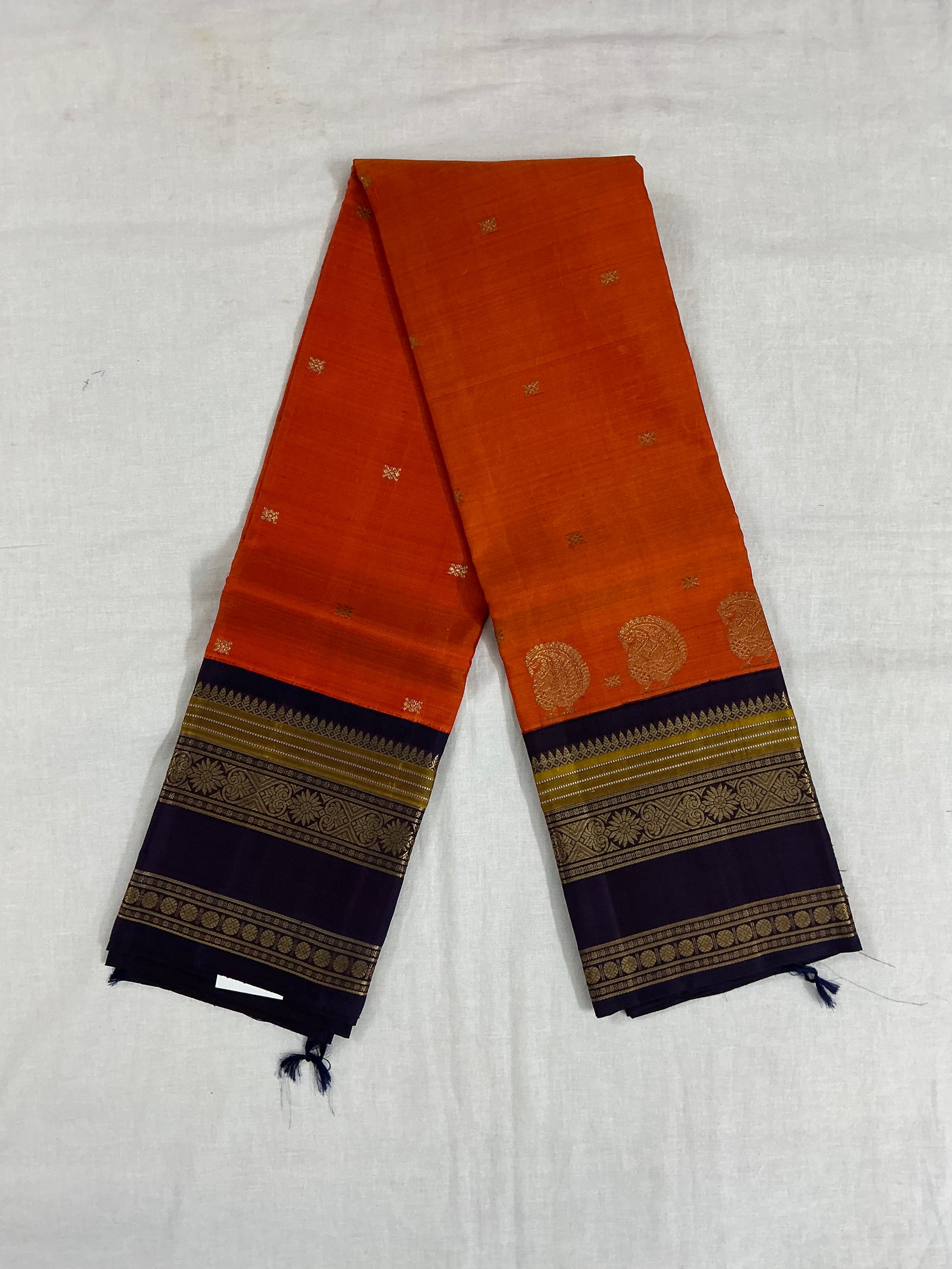 MYTHILI:  PETTU BUTTA KANJIVARAMS (DEEP RUST ORANGE)