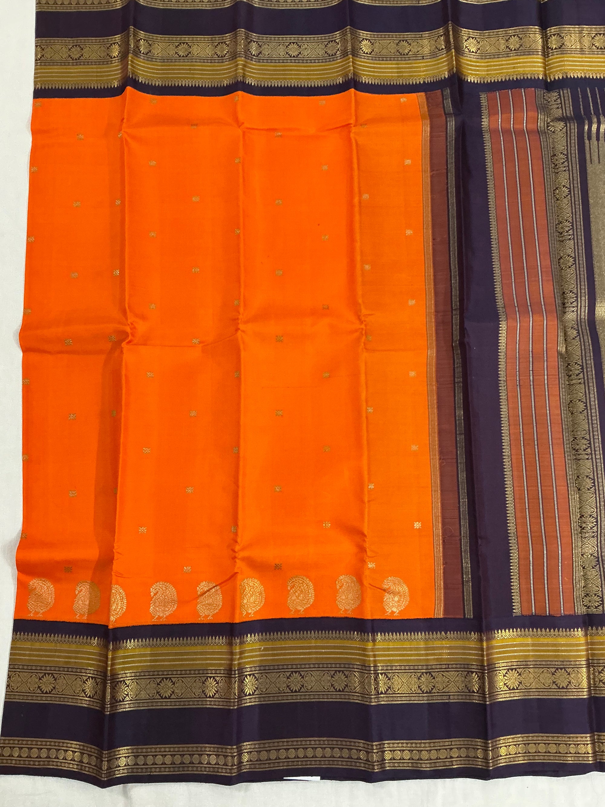 MYTHILI:  PETTU BUTTA KANJIVARAMS (CARROT ORANGE)