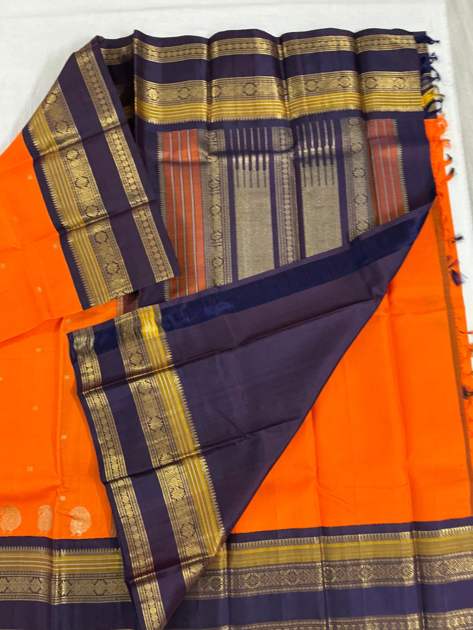 MYTHILI:  PETTU BUTTA KANJIVARAMS (CARROT ORANGE)
