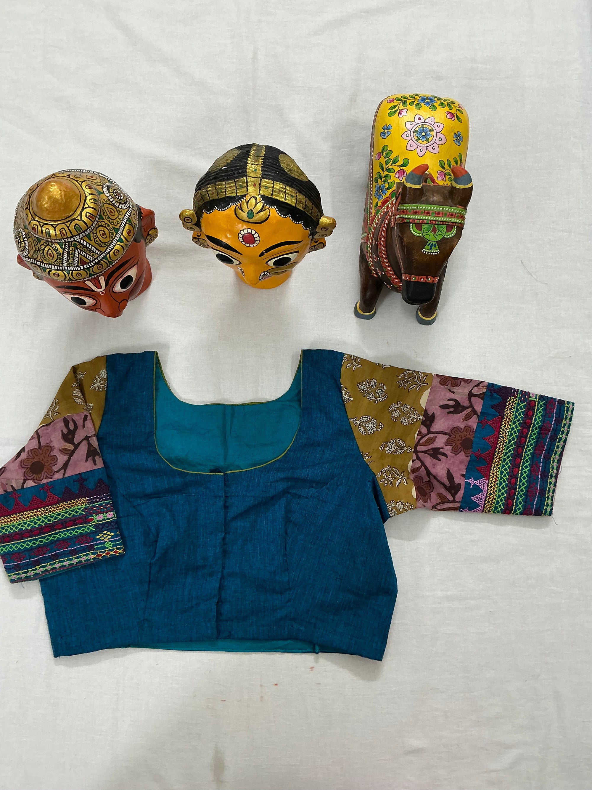 Handcrafted Ready to Wear Blouse : Lambani &amp; Blockprints in Cotton