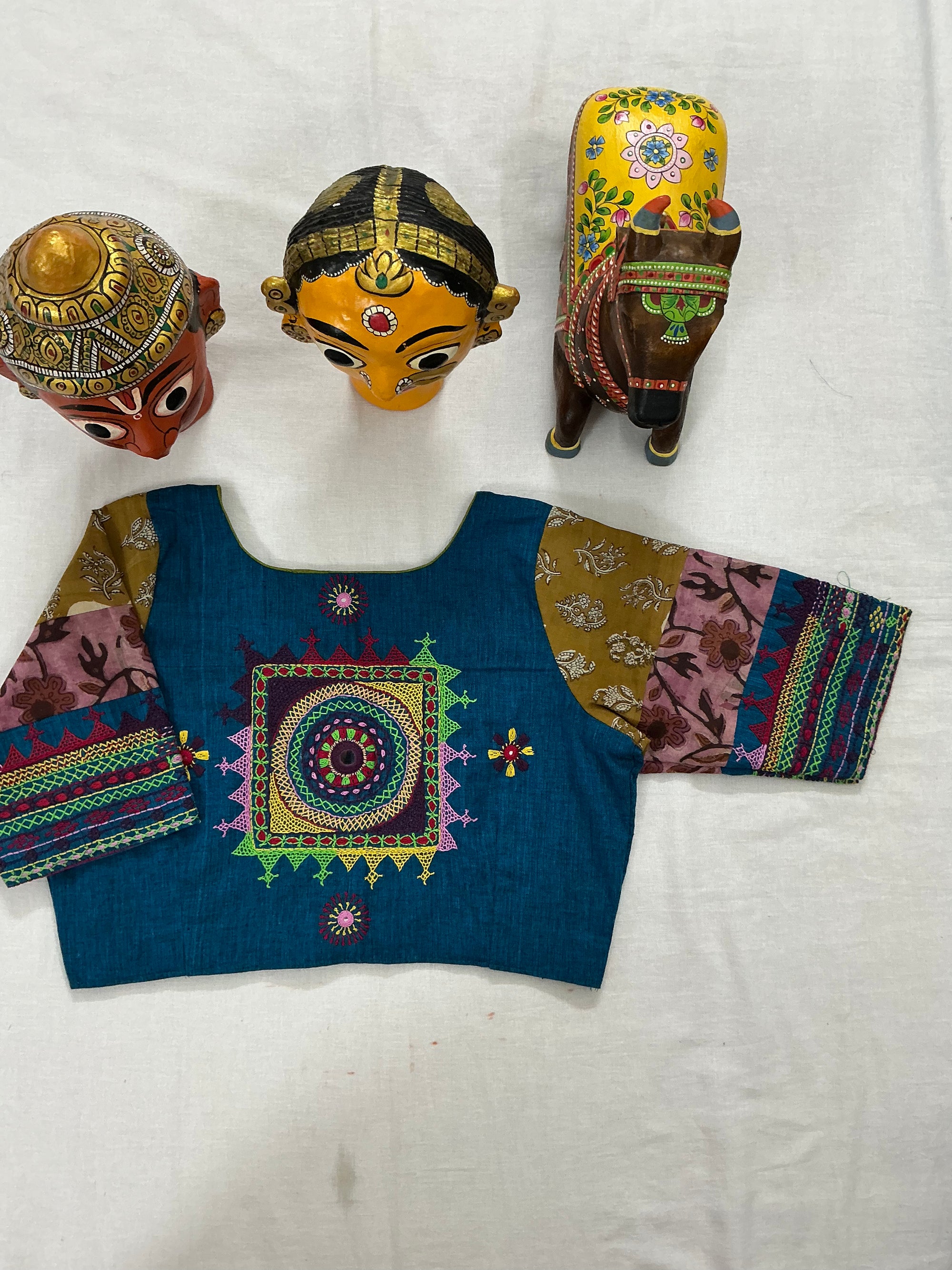 Handcrafted Ready to Wear Blouse : Lambani &amp; Blockprints in Cotton