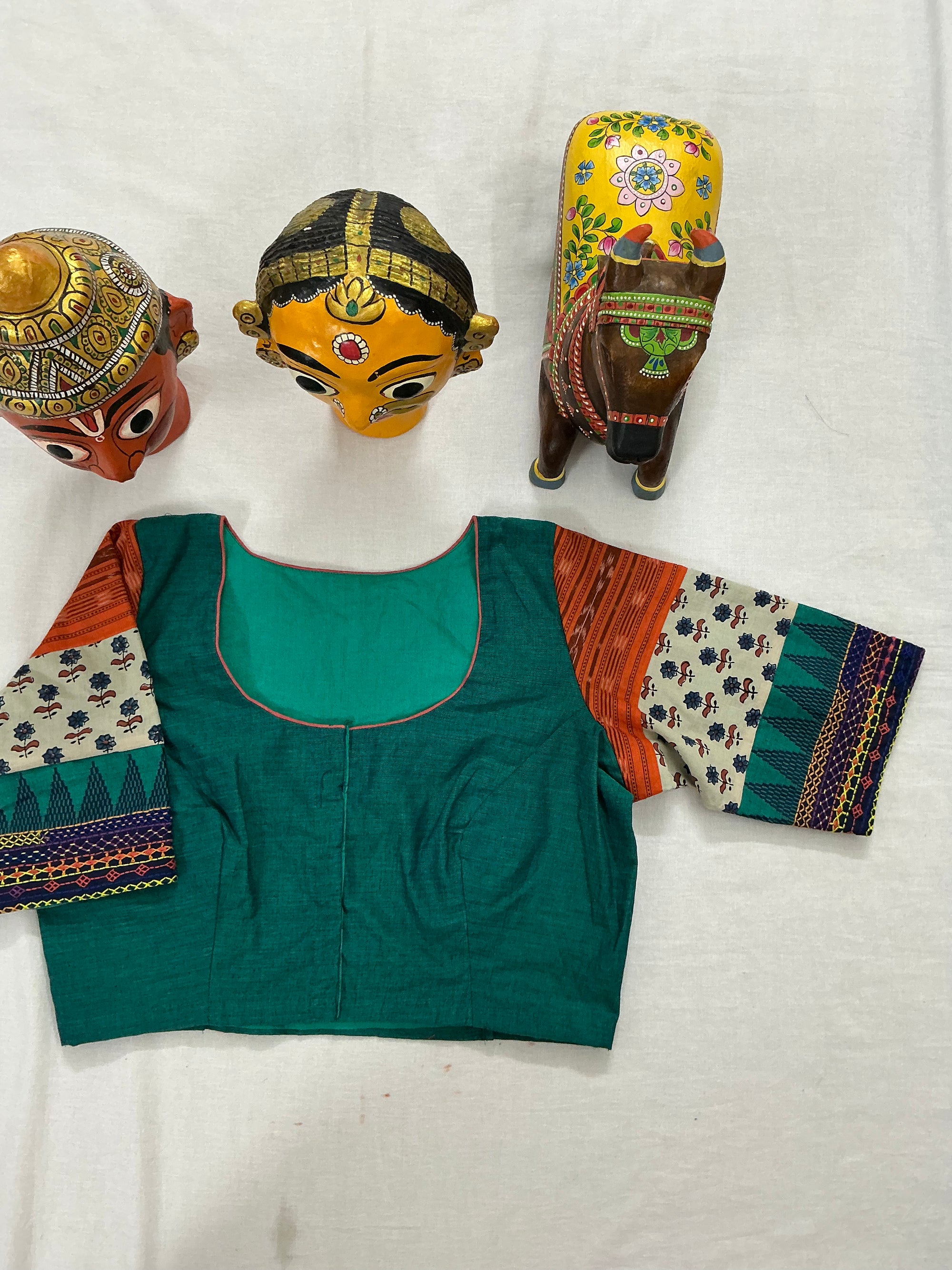 Handcrafted Ready to Wear Blouse : Lambani &amp; Blockprints in Cotton