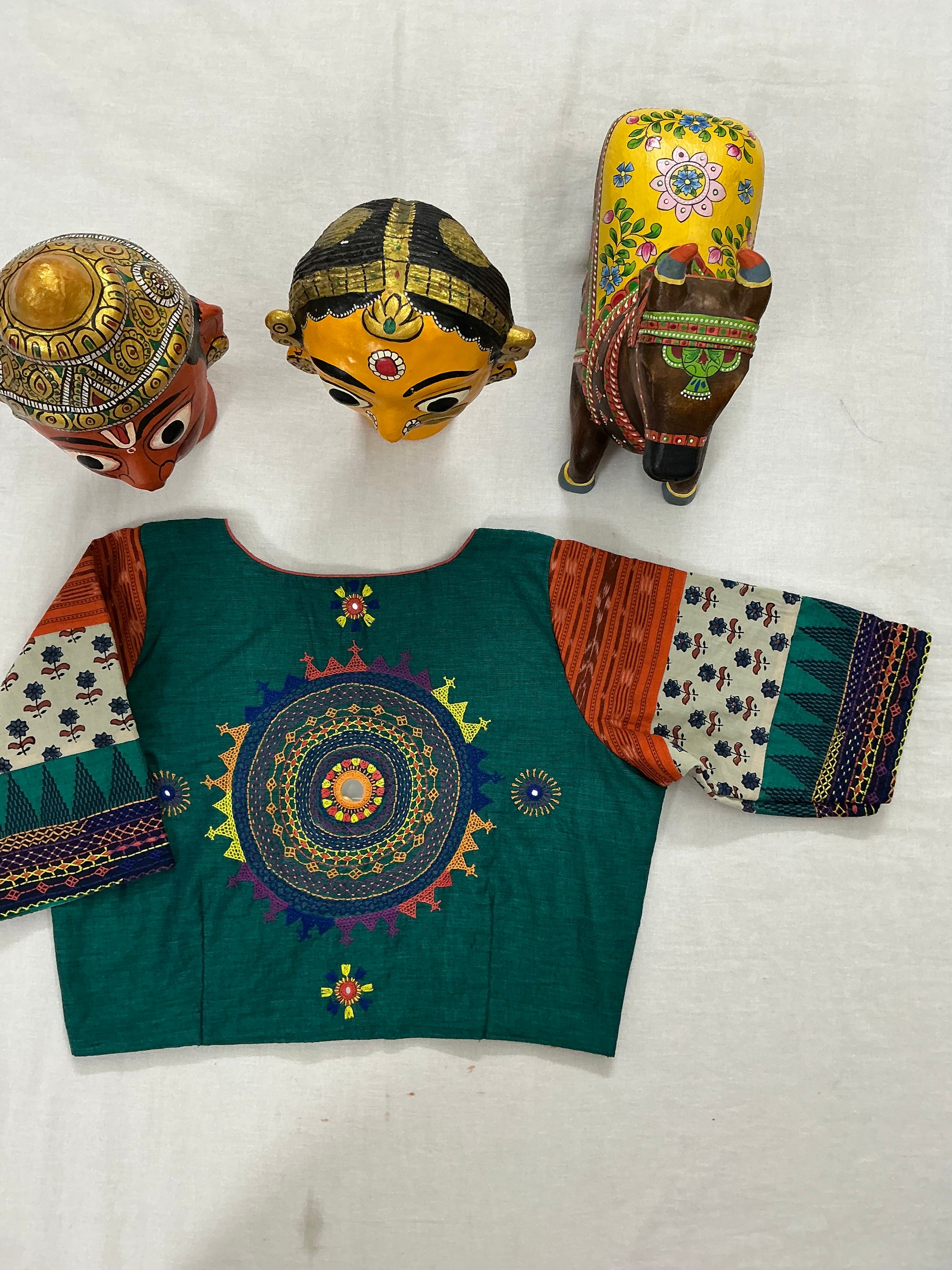 Handcrafted Ready to Wear Blouse : Lambani &amp; Blockprints in Cotton