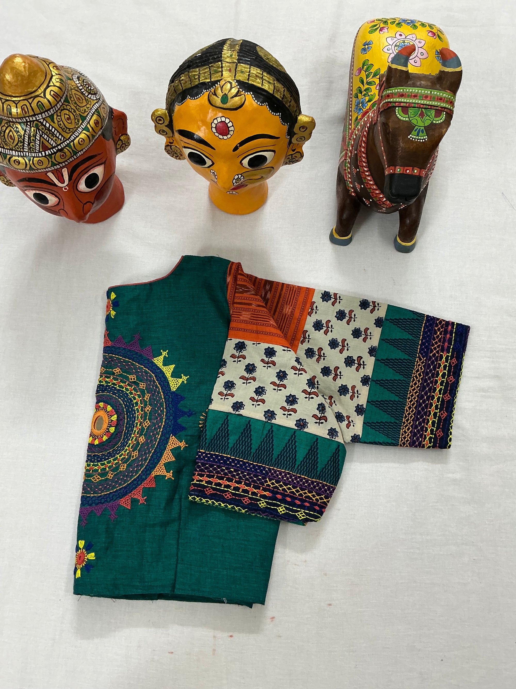 Handcrafted Ready to Wear Blouse : Lambani &amp; Blockprints in Cotton