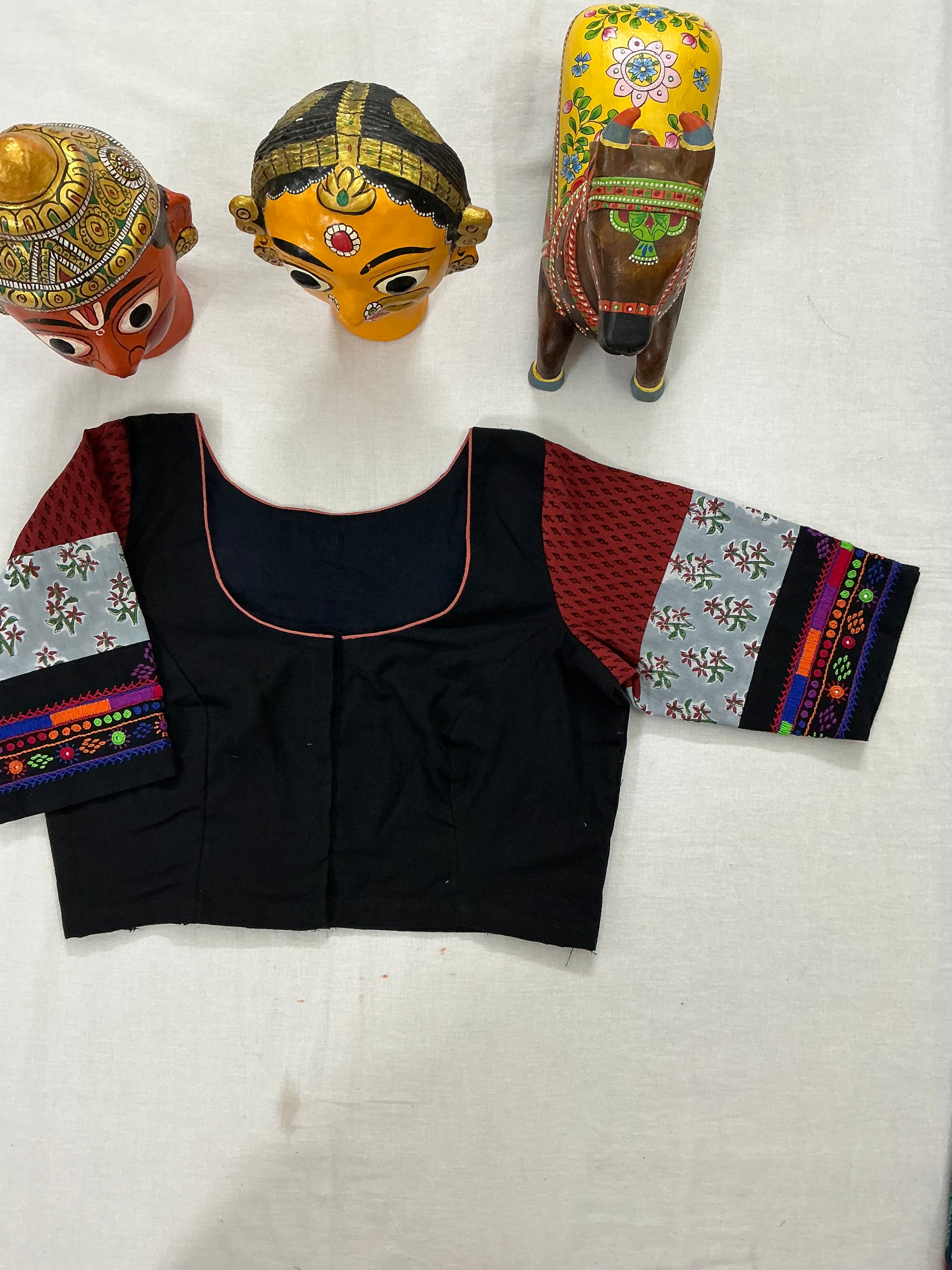 Handcrafted Ready to Wear Blouse : Lambani &amp; Blockprints in Cotton