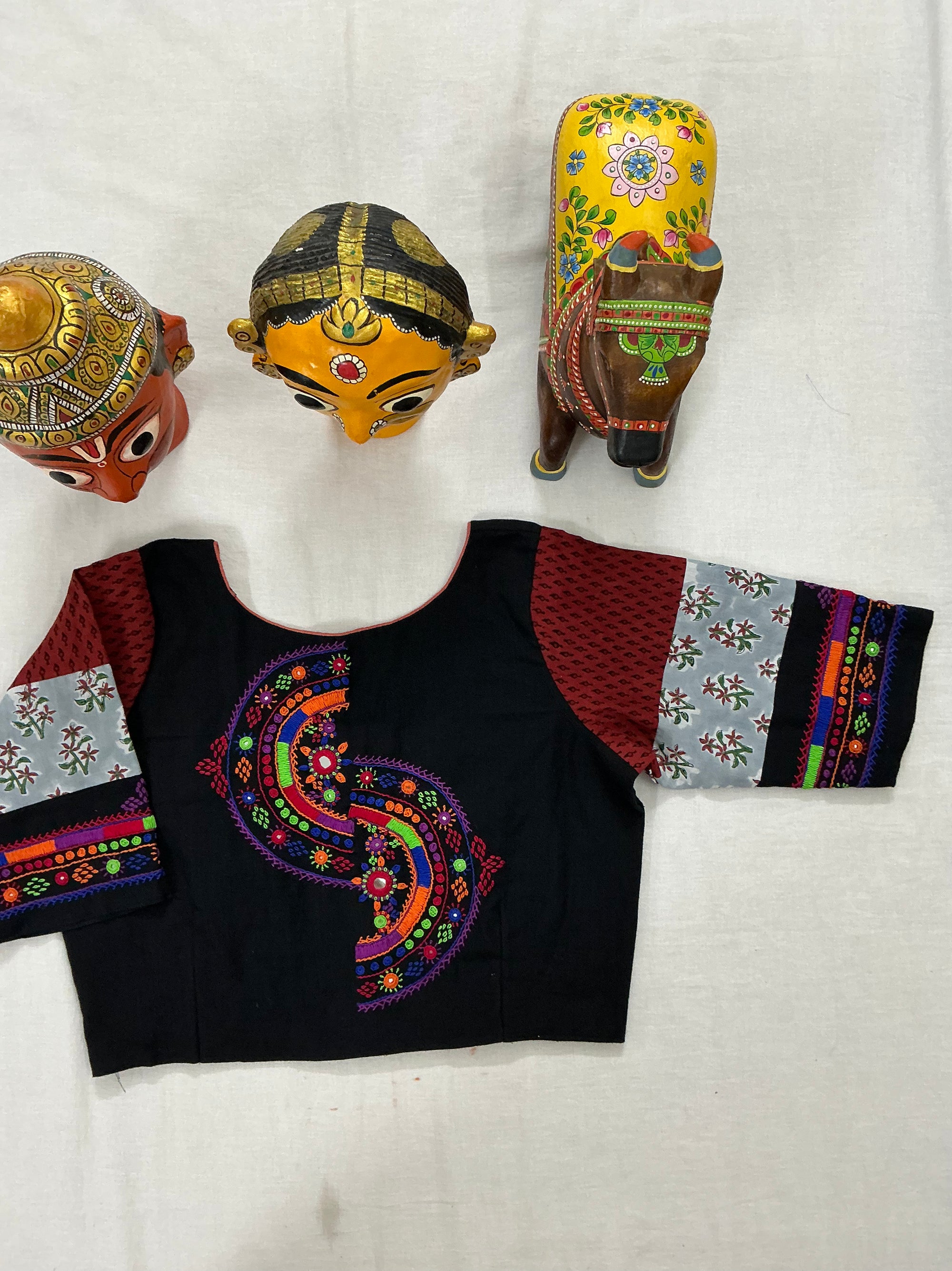 Handcrafted Ready to Wear Blouse : Lambani &amp; Blockprints in Cotton