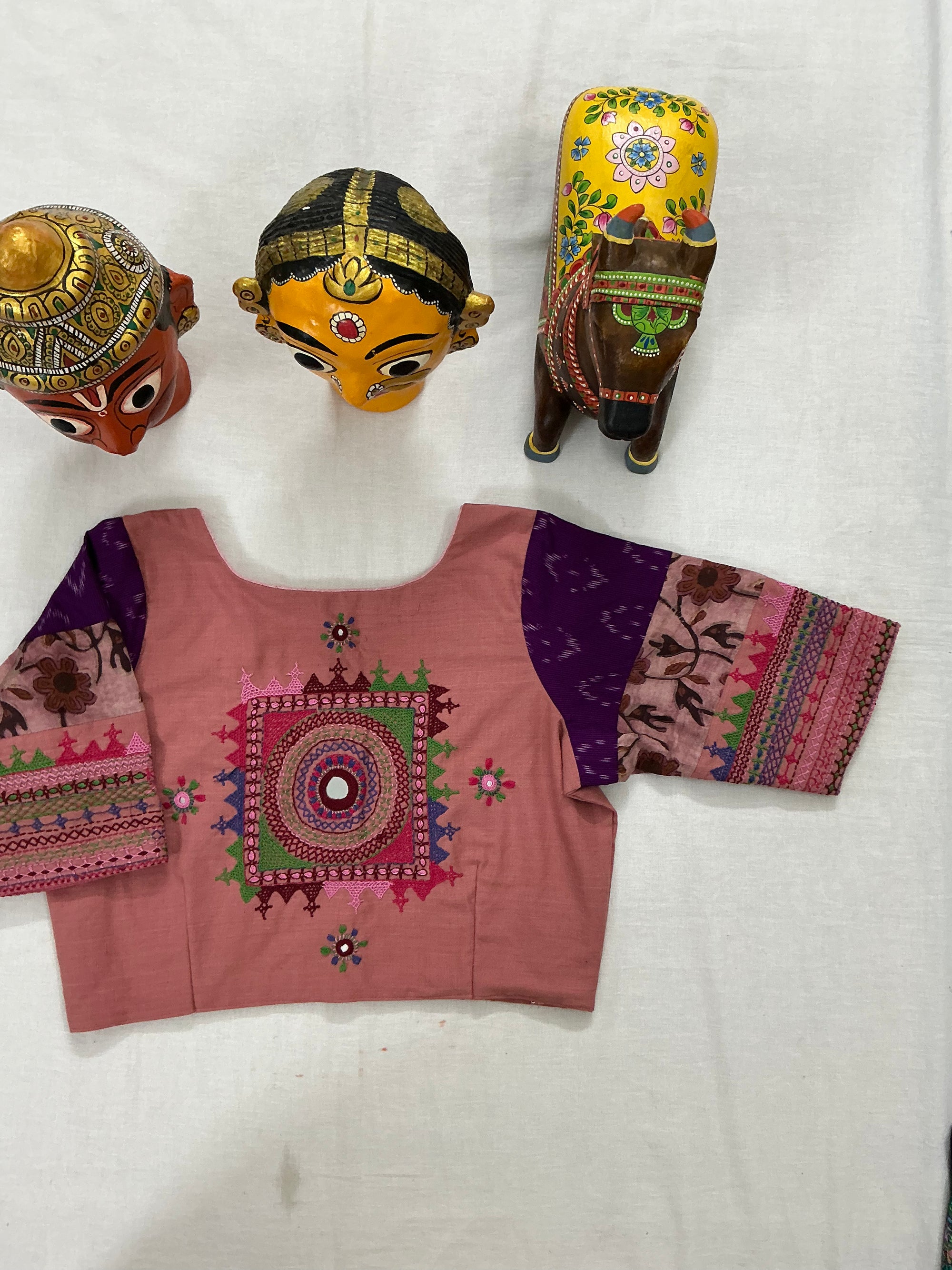 Handcrafted Ready to Wear Blouse : Lambani &amp; Blockprints in Cotton