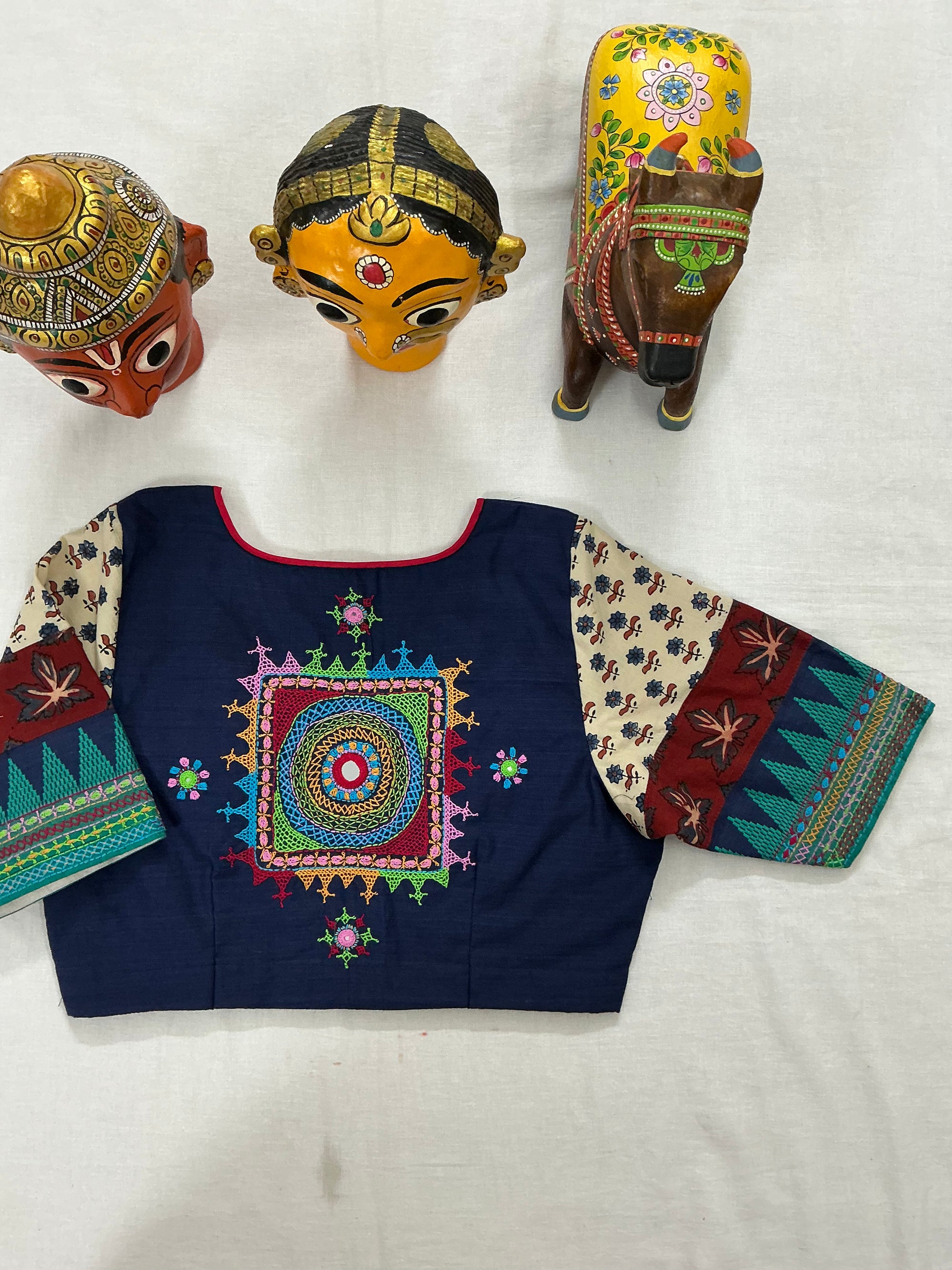 Handcrafted Ready to Wear Blouse : Lambani &amp; Blockprints in Cotton