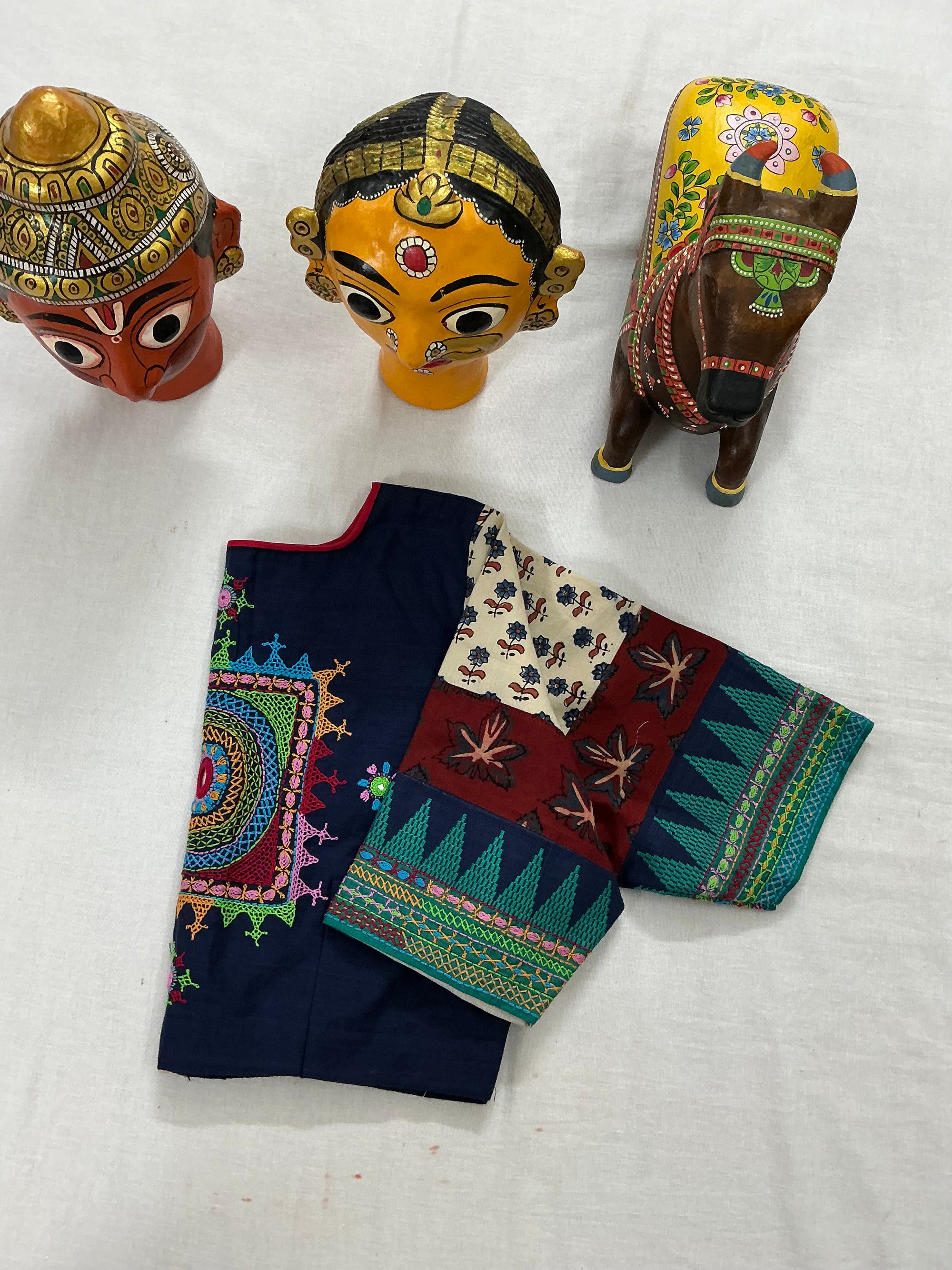 Handcrafted Ready to Wear Blouse : Lambani &amp; Blockprints in Cotton